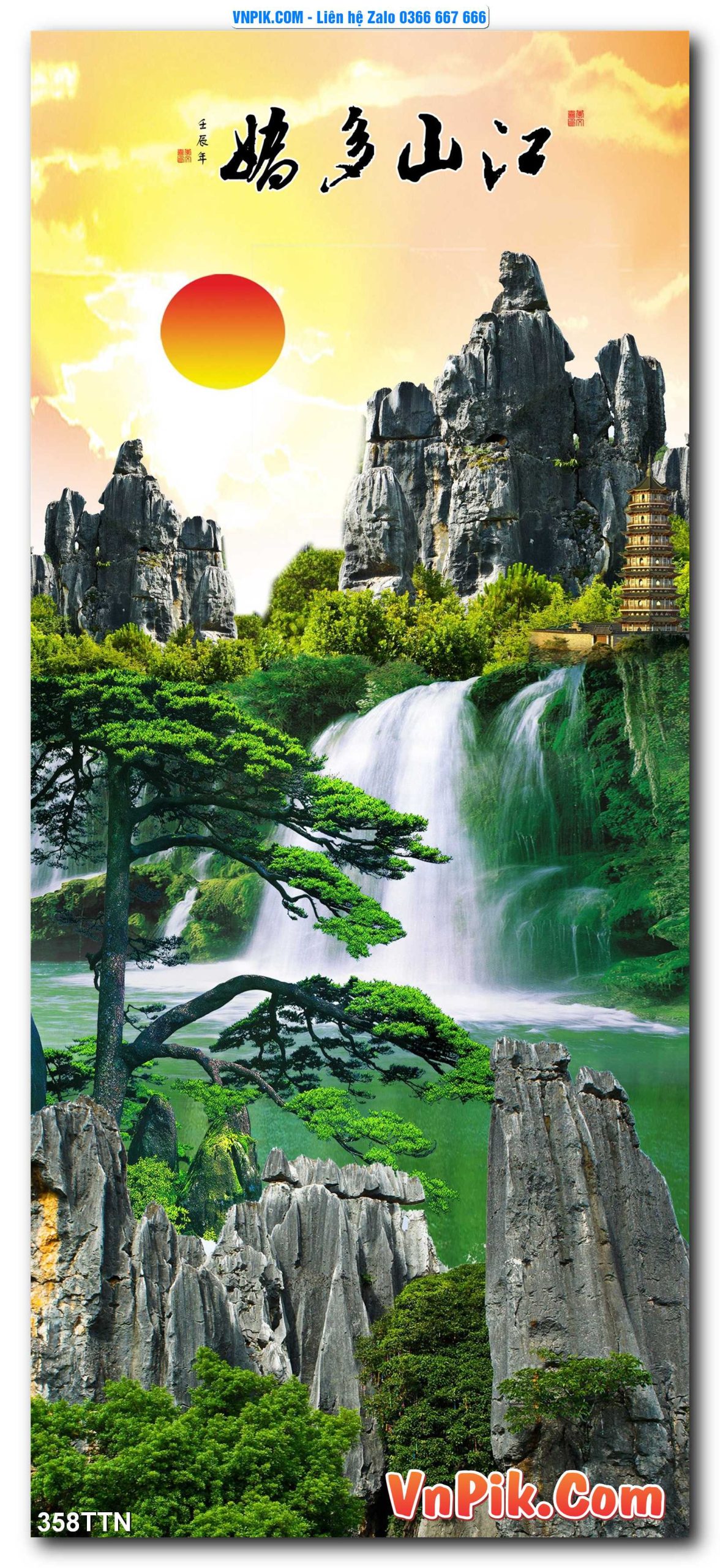 Tranh thác nước – Tranh phong thủy – Tranh treo tường mã 358TTN