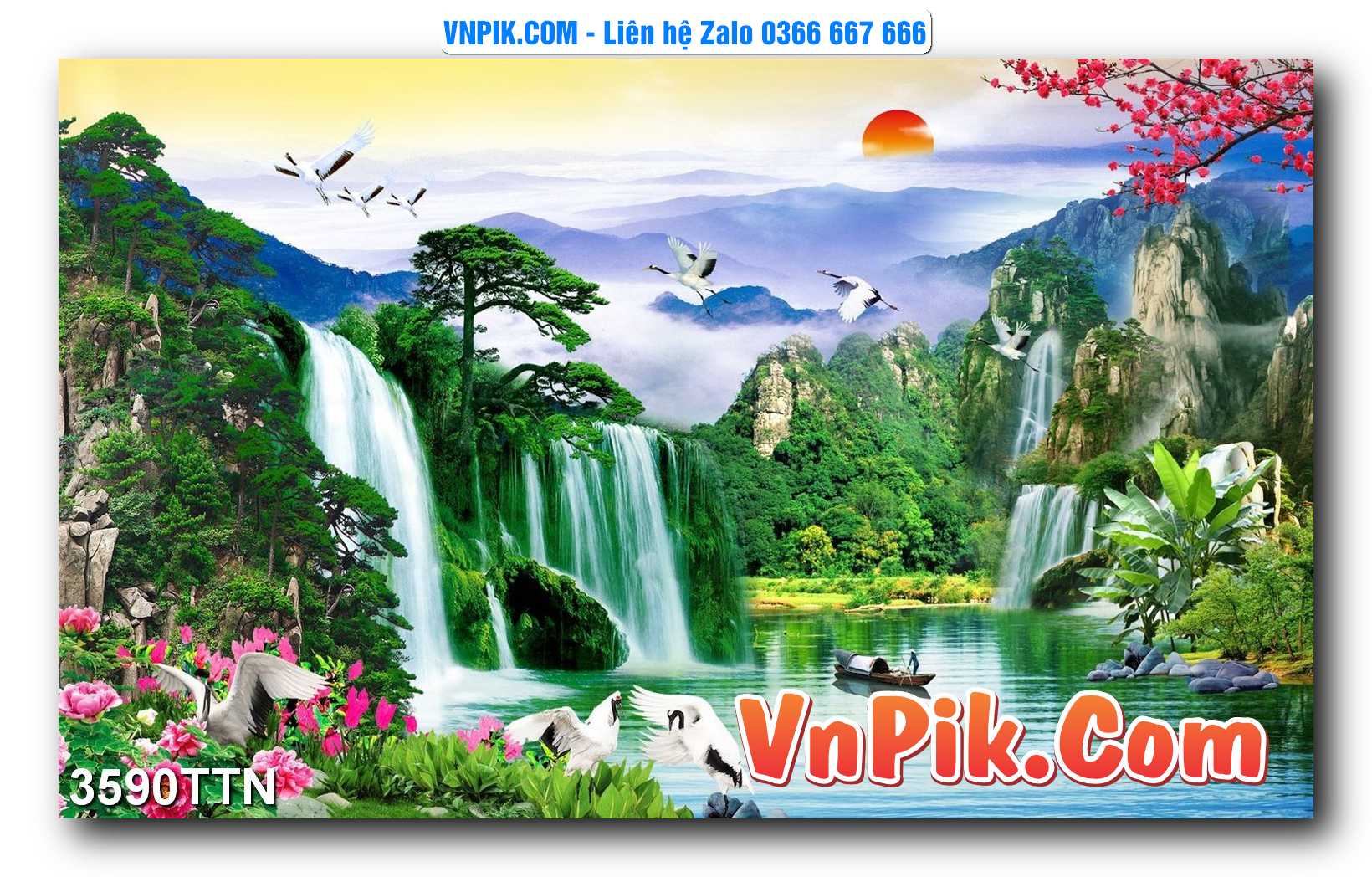 Tranh thác nước – Tranh phong thủy – Tranh treo tường mã 3590TTN