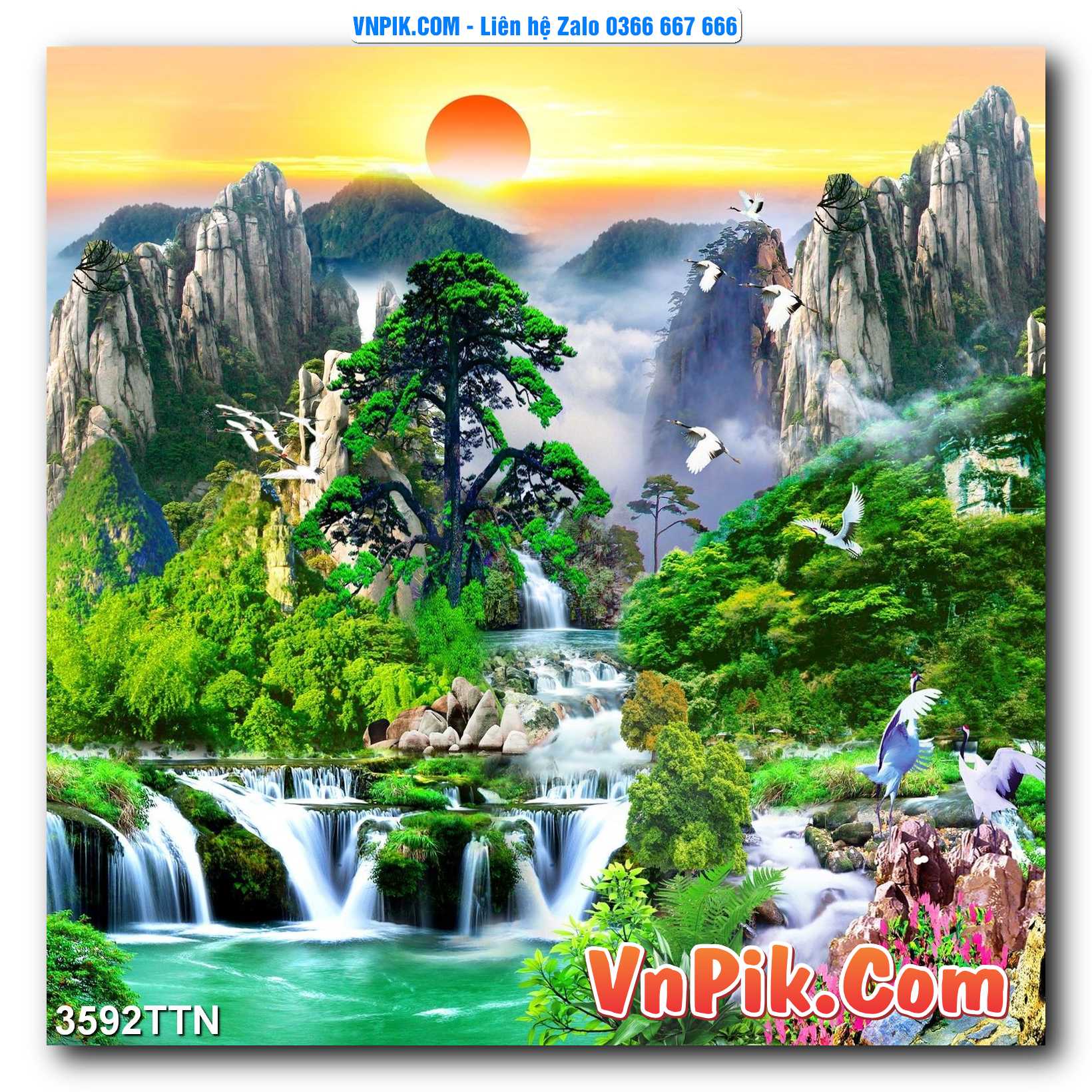Tranh thác nước – Tranh phong thủy – Tranh treo tường mã 3592TTN