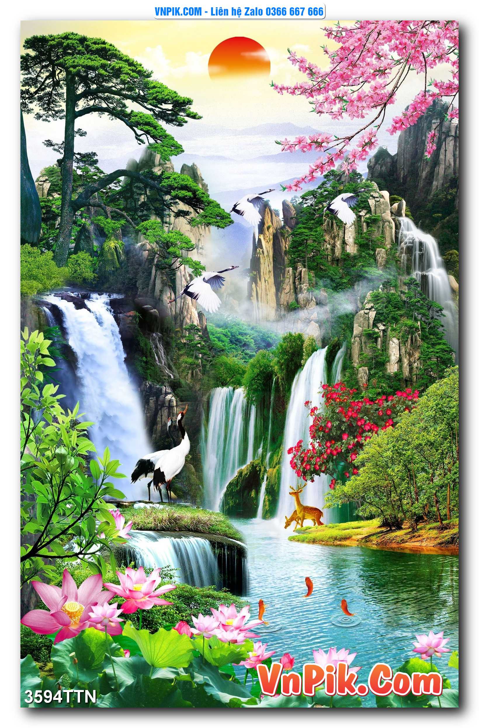 Tranh thác nước – Tranh phong thủy – Tranh treo tường mã 3594TTN