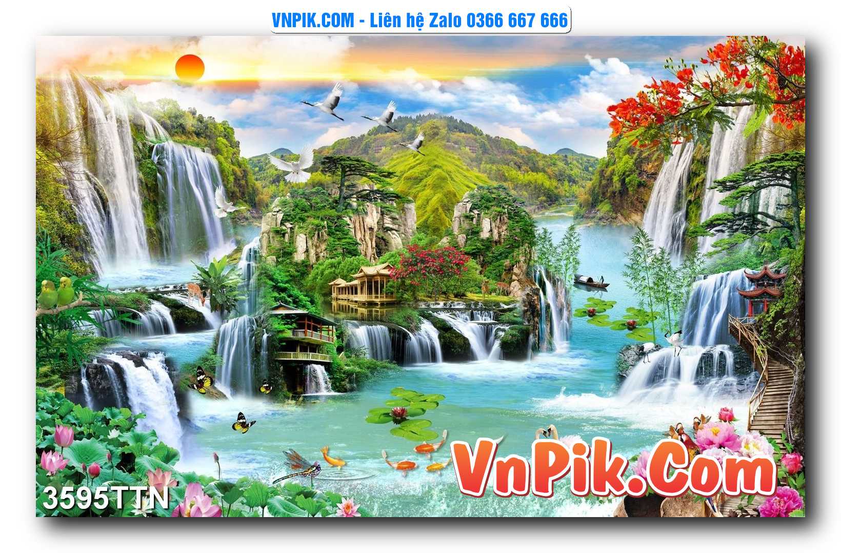 Tranh thác nước – Tranh phong thủy – Tranh treo tường mã 3595TTN