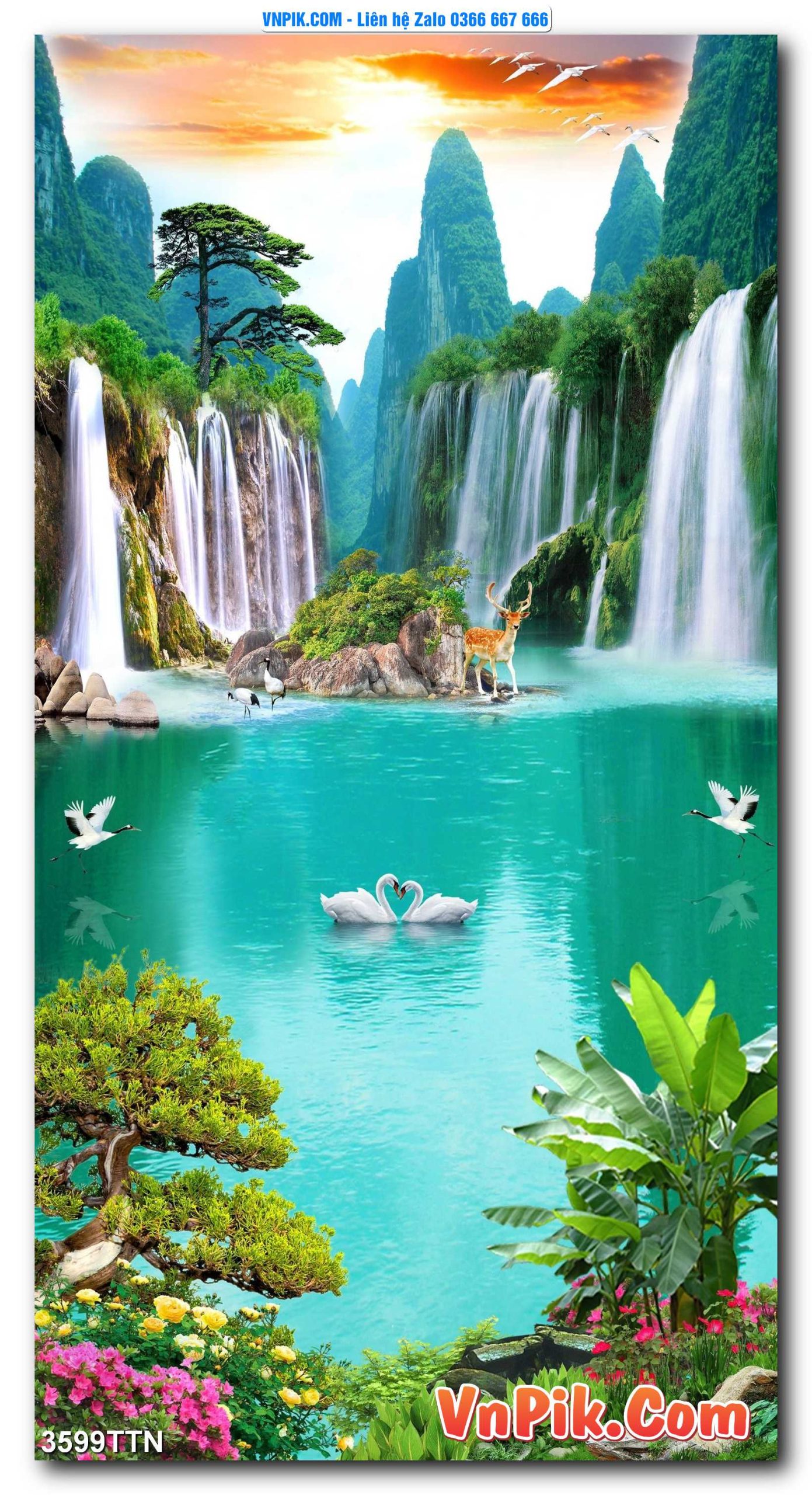 Tranh thác nước – Tranh phong thủy – Tranh treo tường mã 3599TTN