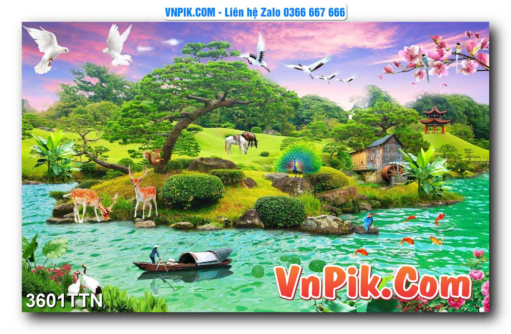 Tranh thác nước – Tranh phong thủy – Tranh treo tường mã 3601TTN