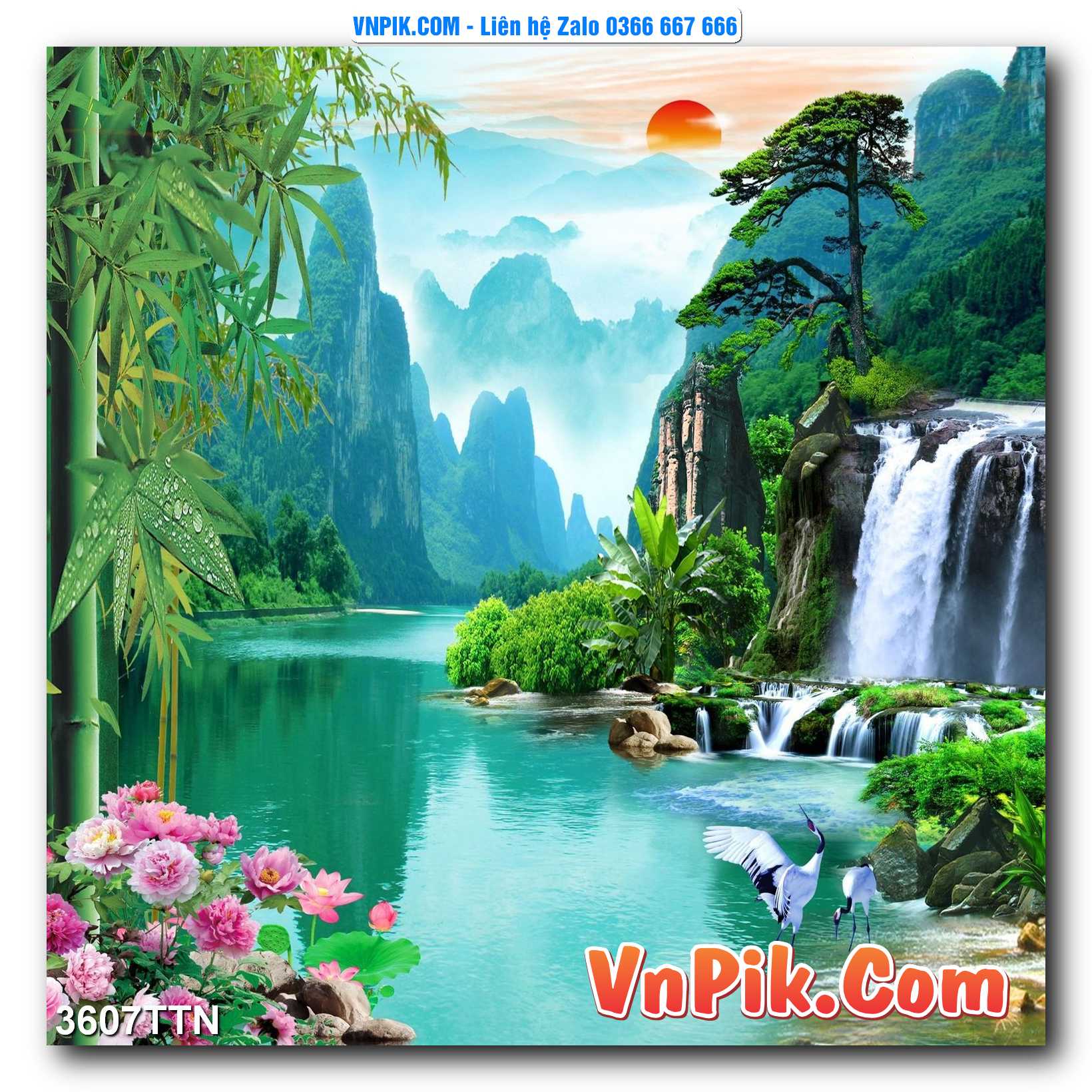 Tranh thác nước – Tranh phong thủy – Tranh treo tường mã 3607TTN
