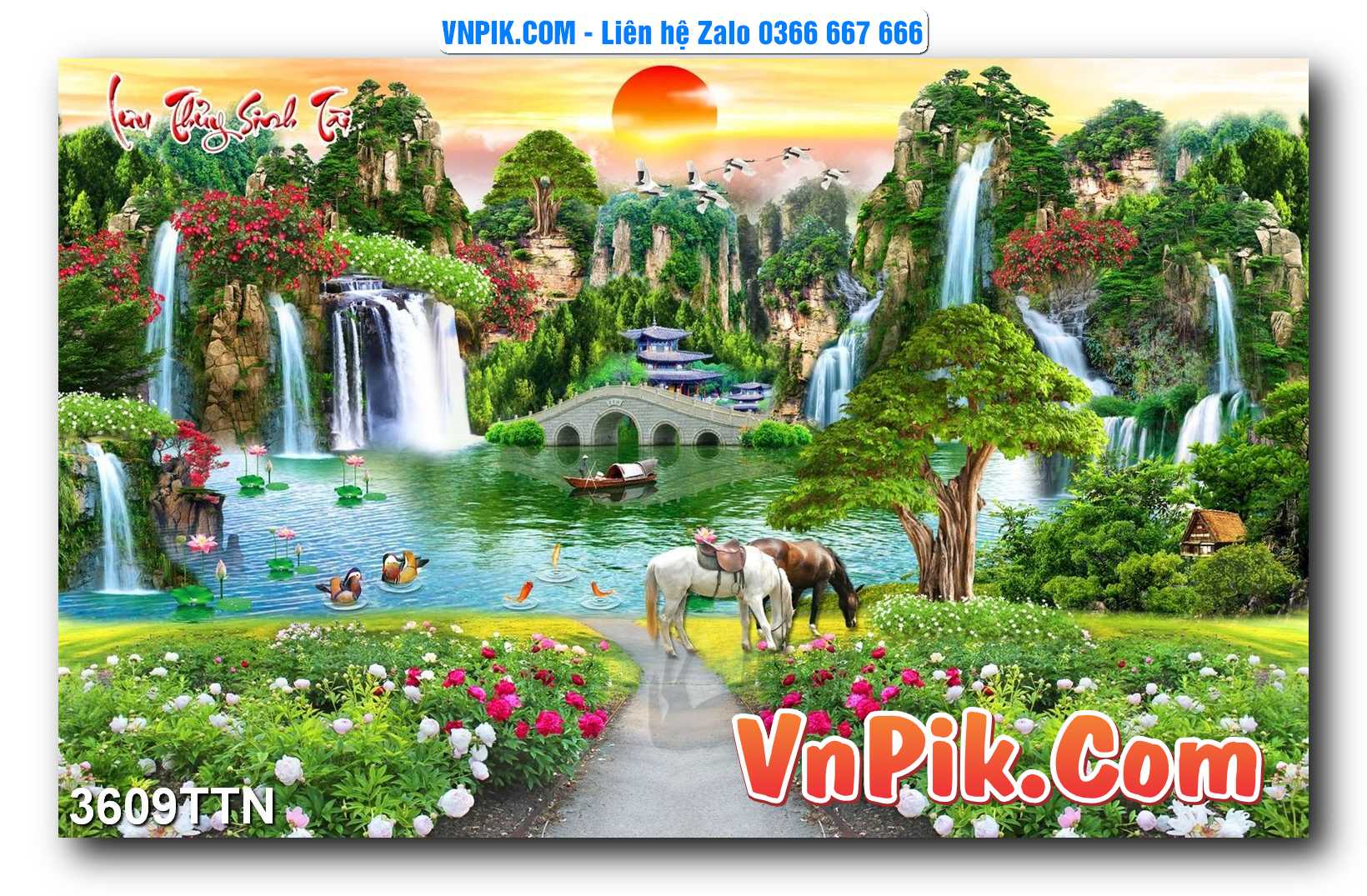Tranh thác nước – Tranh phong thủy – Tranh treo tường mã 3609TTN
