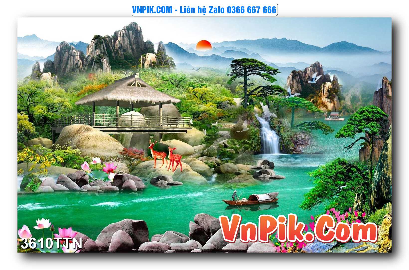 Tranh thác nước – Tranh phong thủy – Tranh treo tường mã 3610TTN