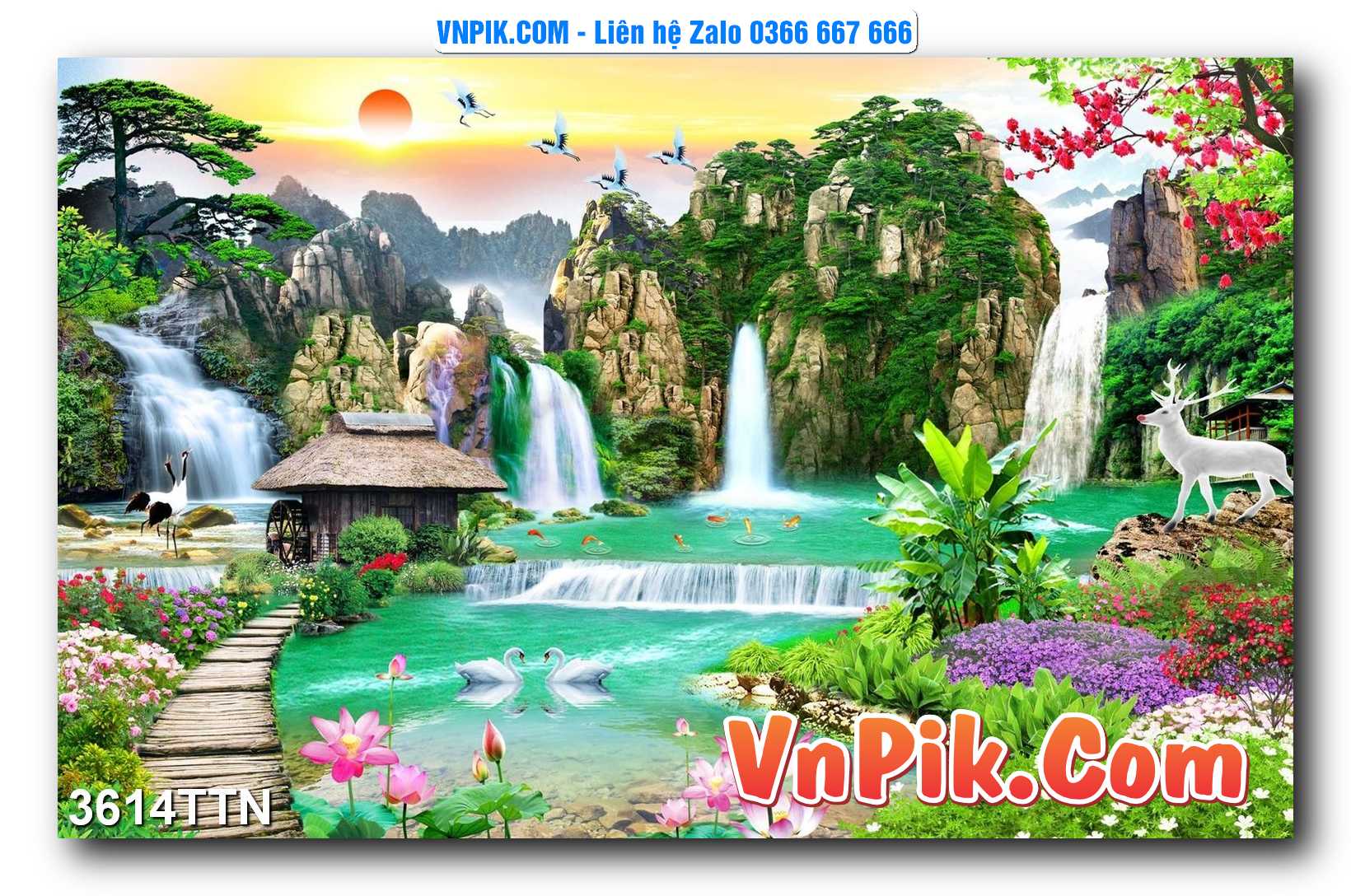 Tranh thác nước – Tranh phong thủy – Tranh treo tường mã 3614TTN