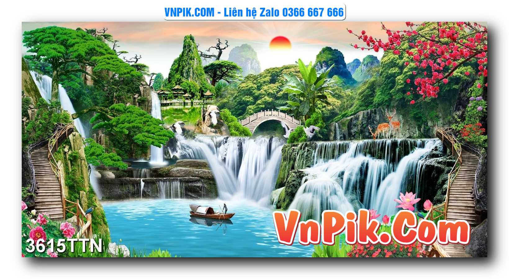 Tranh thác nước – Tranh phong thủy – Tranh treo tường mã 3615TTN