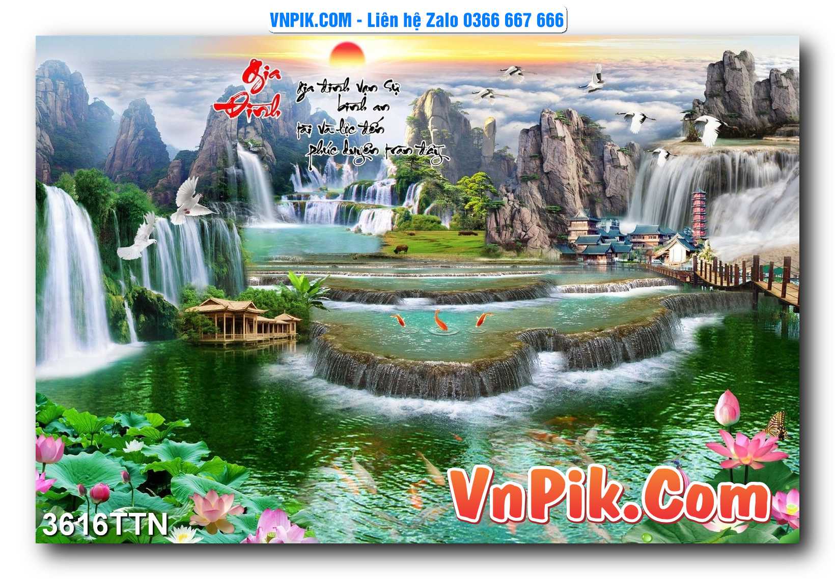 Tranh thác nước – Tranh phong thủy – Tranh treo tường mã 3616TTN