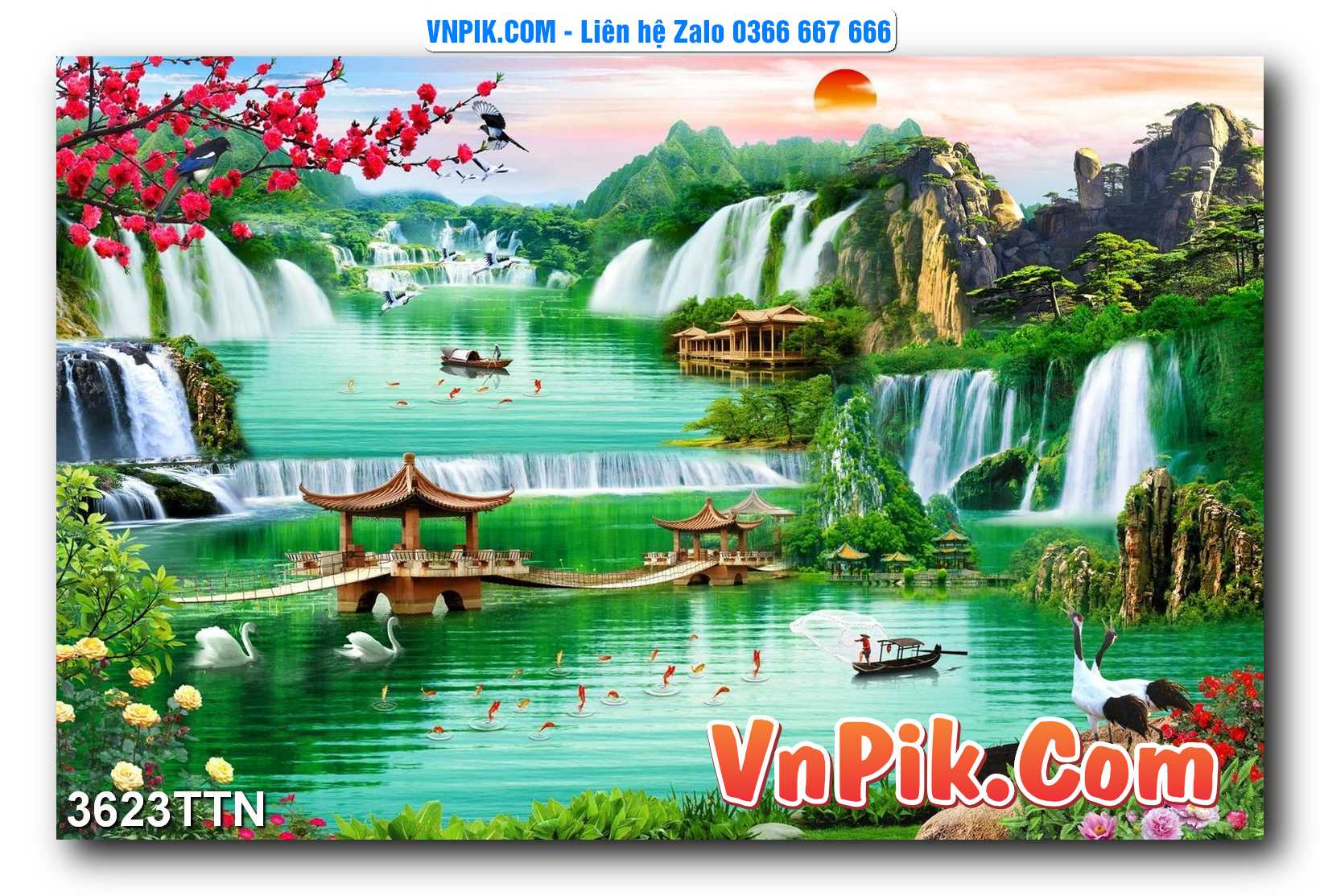 Tranh thác nước – Tranh phong thủy – Tranh treo tường mã 3623TTN