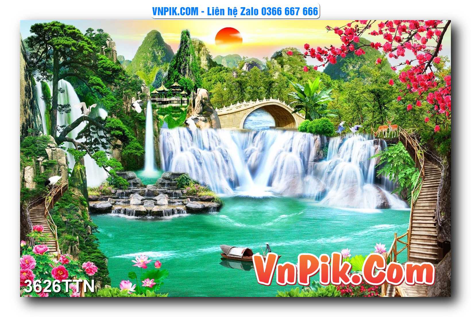 Tranh thác nước – Tranh phong thủy – Tranh treo tường mã 3626TTN