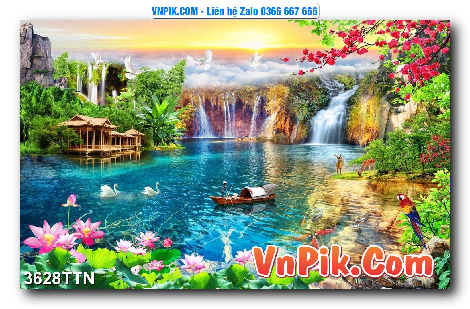 Tranh thác nước – Tranh phong thủy – Tranh treo tường mã 3628TTN