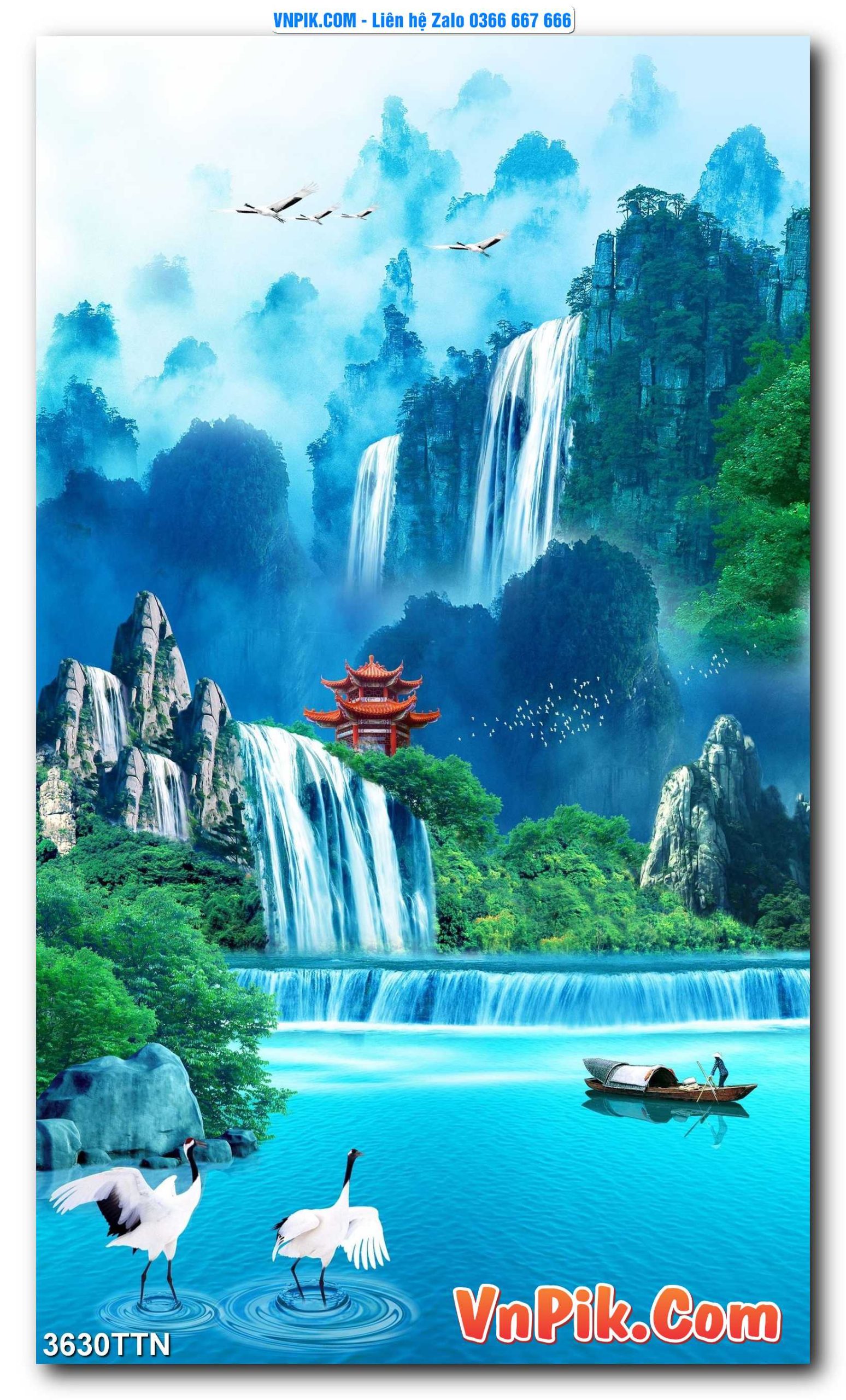 Tranh thác nước – Tranh phong thủy – Tranh treo tường mã 3630TTN