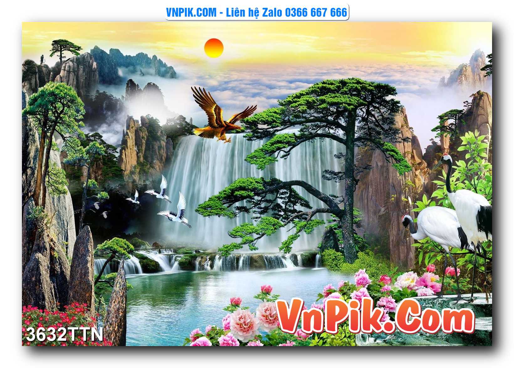 Tranh thác nước – Tranh phong thủy – Tranh treo tường mã 3632TTN