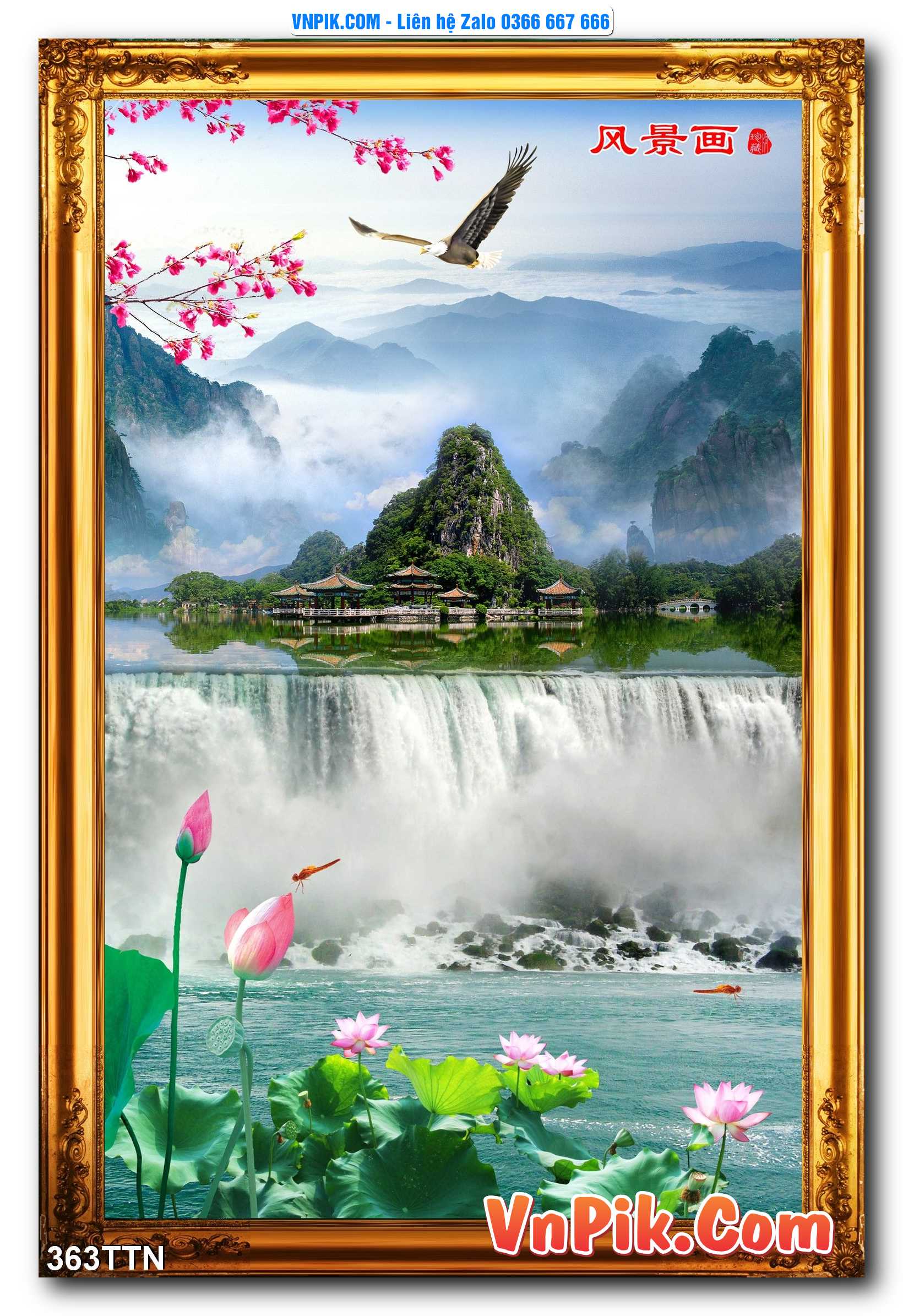 Tranh thác nước – Tranh phong thủy – Tranh treo tường mã 363TTN