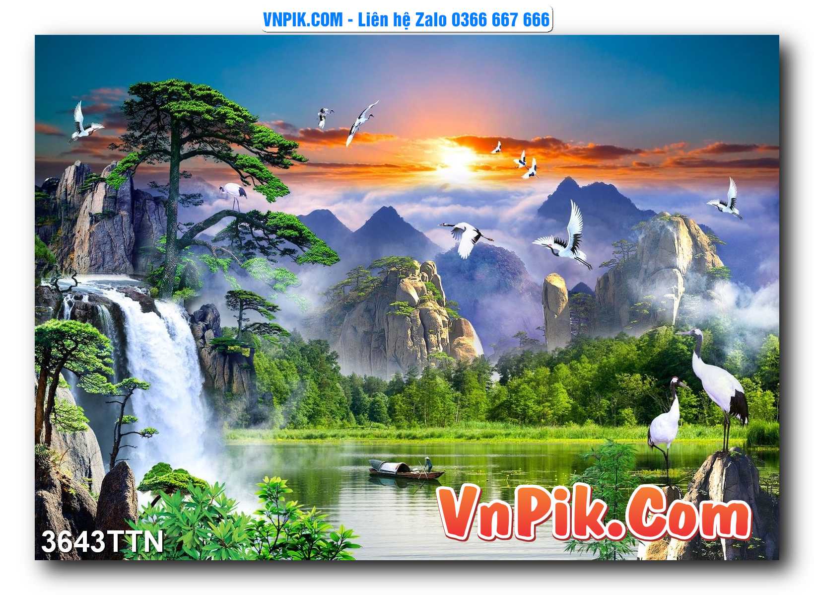 Tranh thác nước – Tranh phong thủy – Tranh treo tường mã 3643TTN