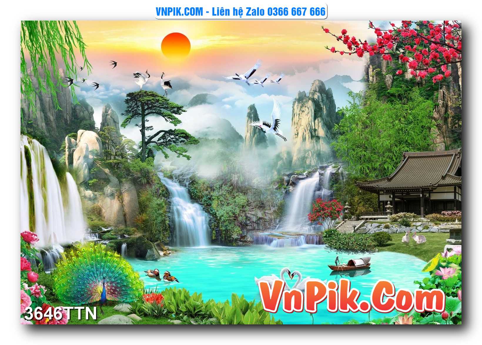 Tranh thác nước – Tranh phong thủy – Tranh treo tường mã 3646TTN