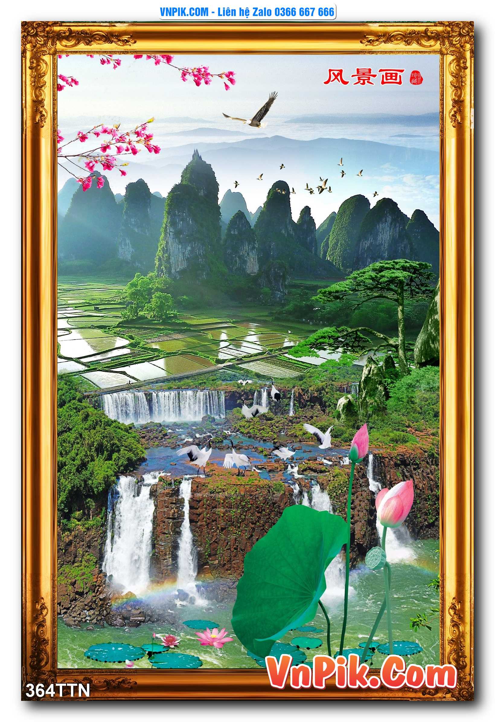 Tranh thác nước – Tranh phong thủy – Tranh treo tường mã 364TTN