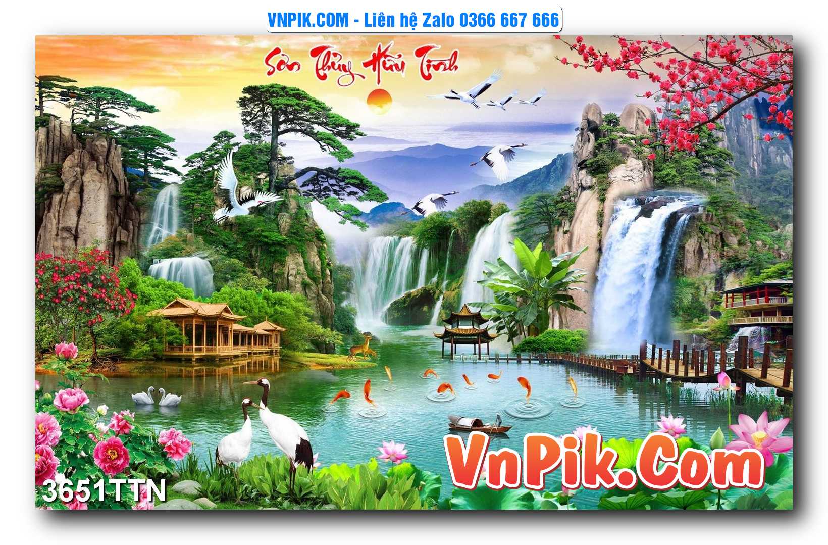 Tranh thác nước – Tranh phong thủy – Tranh treo tường mã 3651TTN