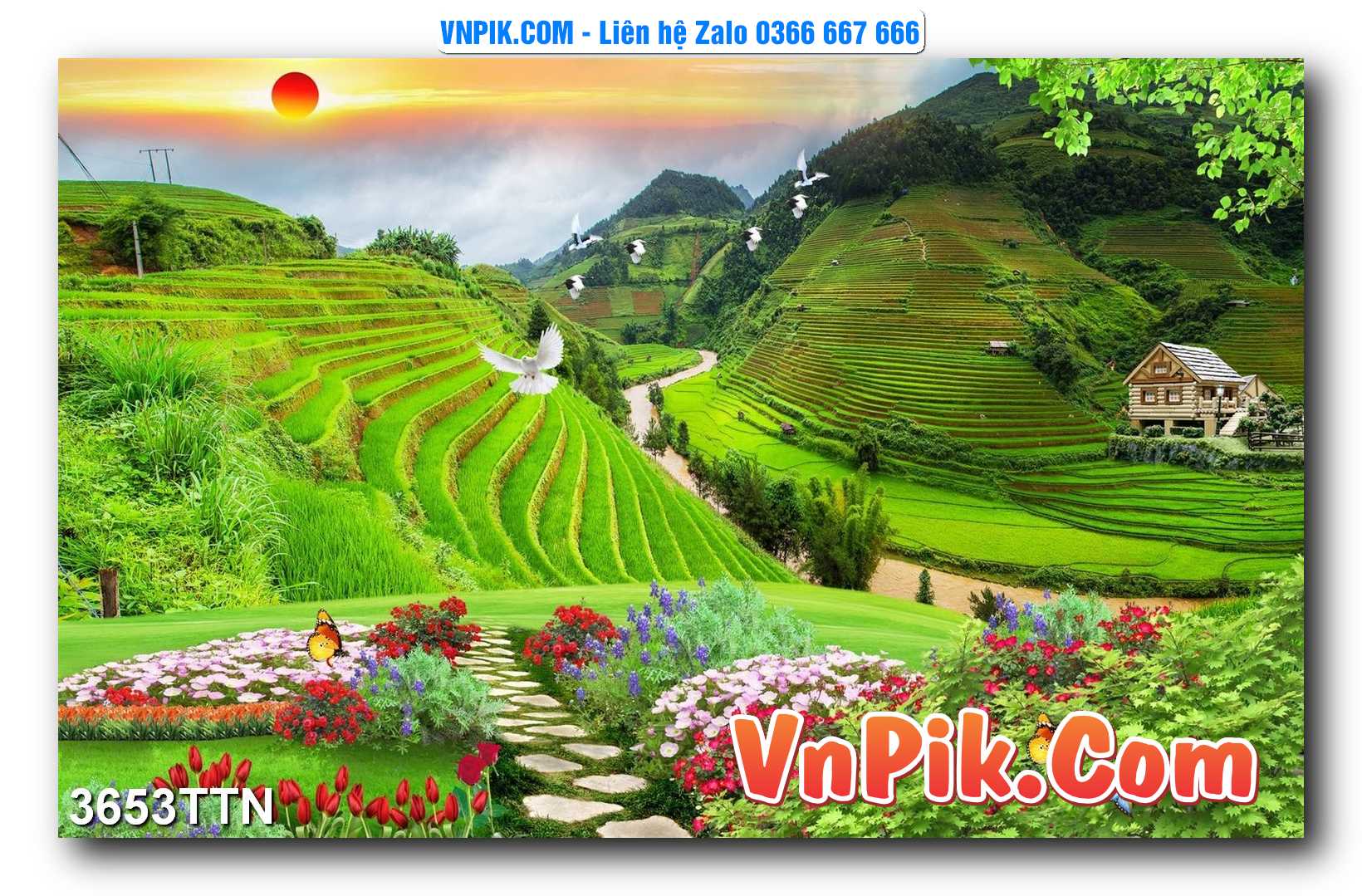 Tranh thác nước – Tranh phong thủy – Tranh treo tường mã 3653TTN