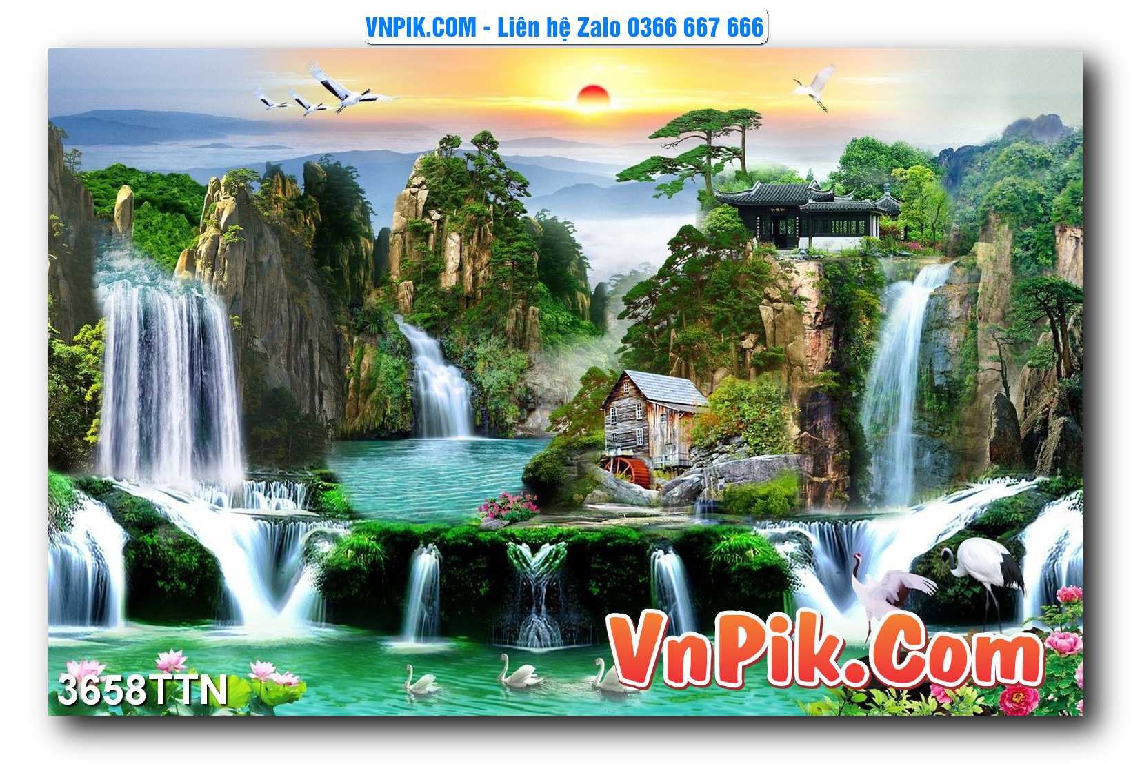 Tranh thác nước – Tranh phong thủy – Tranh treo tường mã 3658TTN