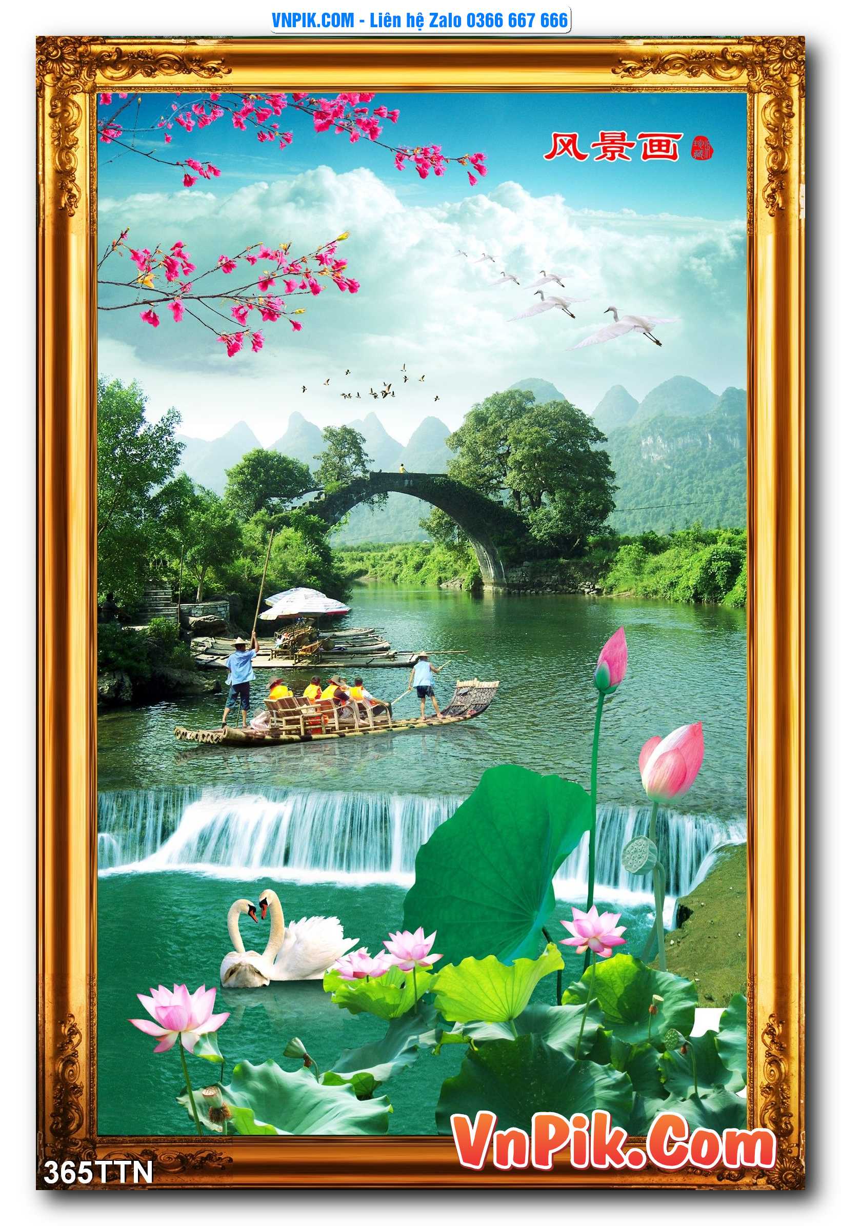 Tranh thác nước – Tranh phong thủy – Tranh treo tường mã 365TTN
