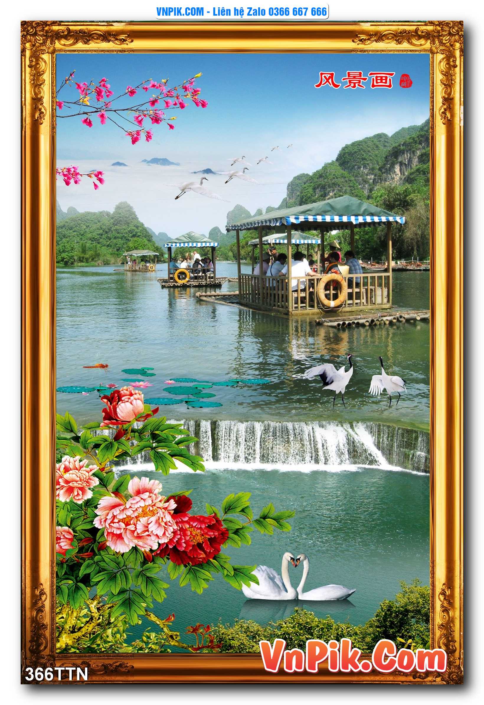 Tranh thác nước – Tranh phong thủy – Tranh treo tường mã 366TTN