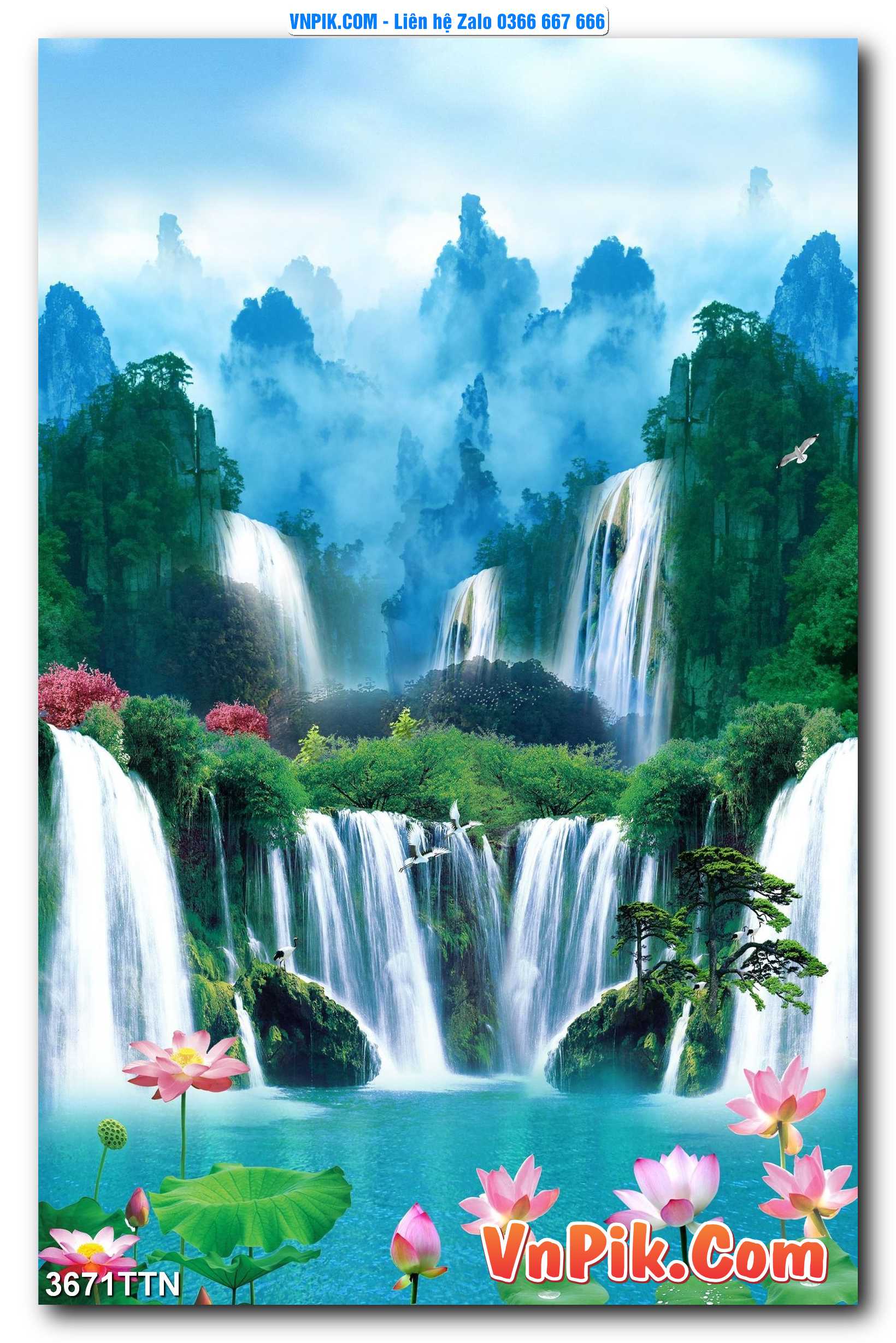 Tranh thác nước – Tranh phong thủy – Tranh treo tường mã 3671TTN