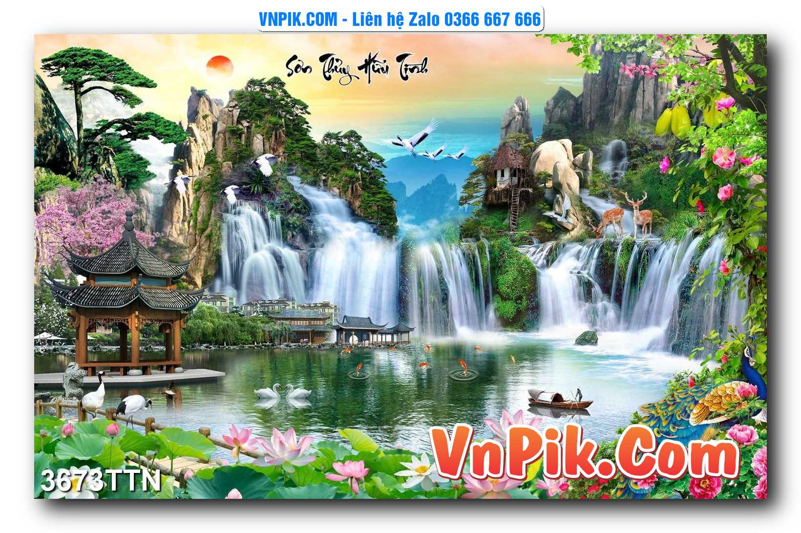 Tranh thác nước – Tranh phong thủy – Tranh treo tường mã 3673TTN