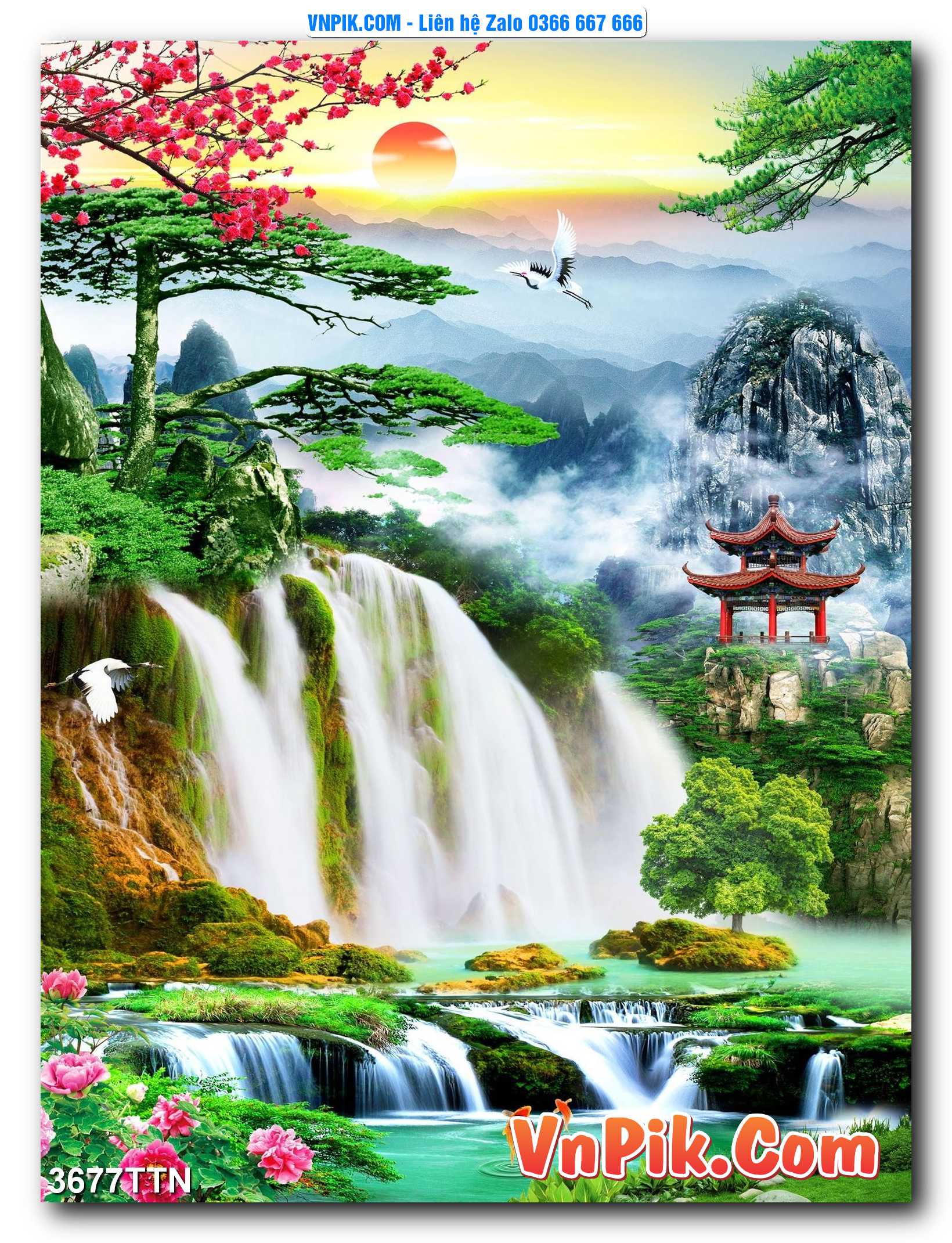 Tranh thác nước – Tranh phong thủy – Tranh treo tường mã 3677TTN
