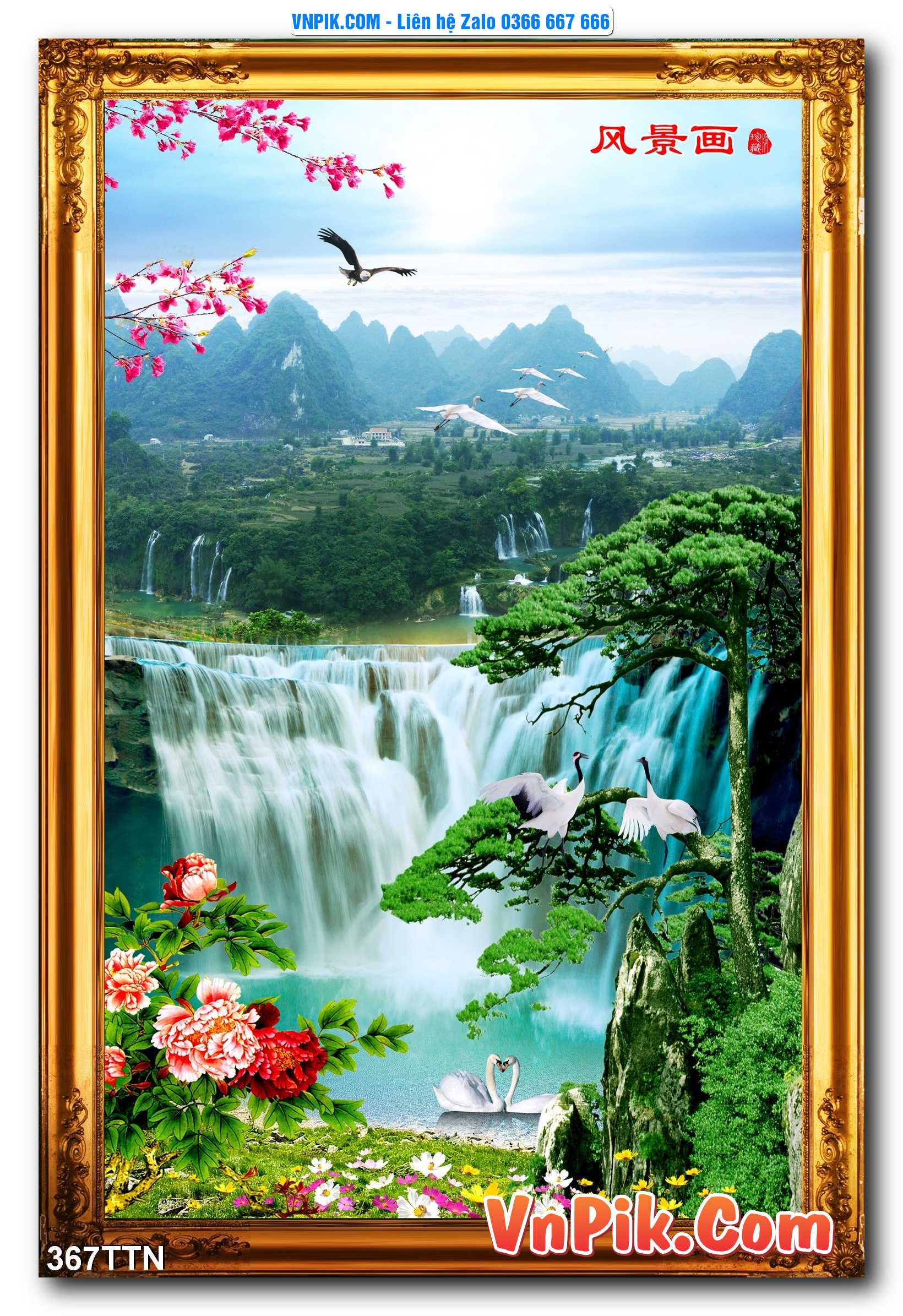 Tranh thác nước – Tranh phong thủy – Tranh treo tường mã 367TTN
