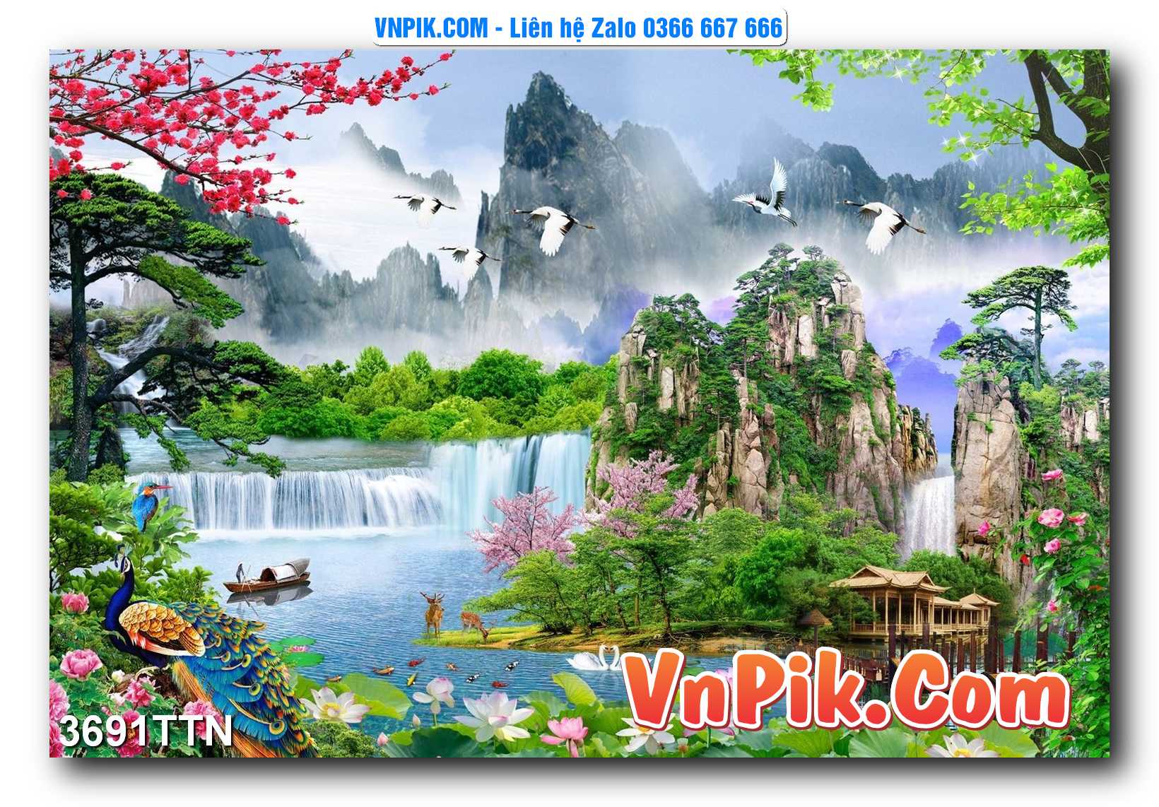 Tranh thác nước – Tranh phong thủy – Tranh treo tường mã 3691TTN