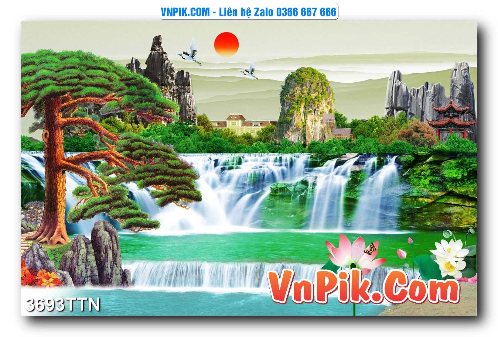 Tranh thác nước – Tranh phong thủy – Tranh treo tường mã 3693TTN