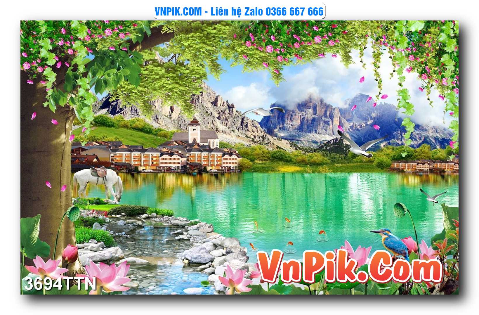 Tranh thác nước – Tranh phong thủy – Tranh treo tường mã 3694TTN