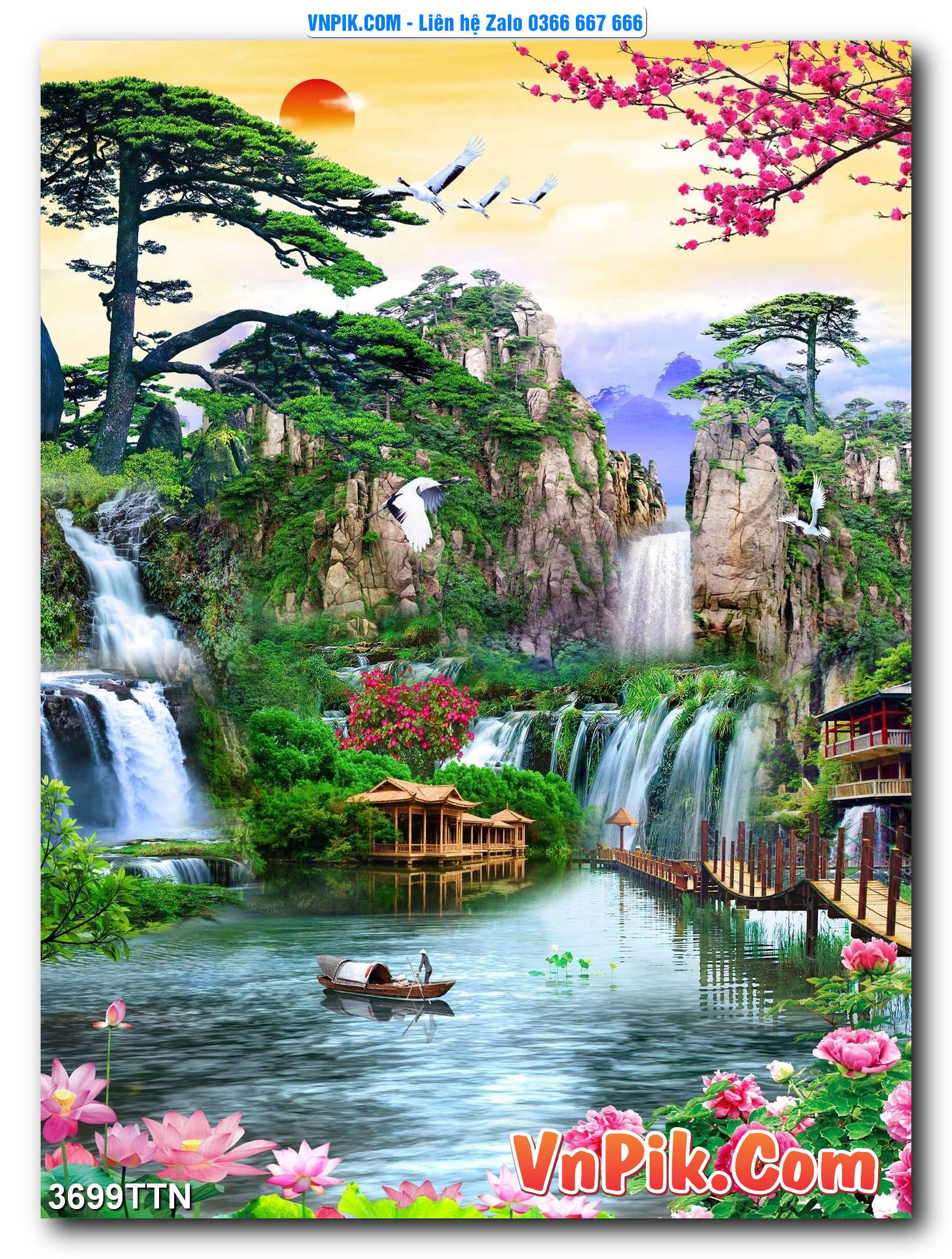 Tranh thác nước – Tranh phong thủy – Tranh treo tường mã 3699TTN