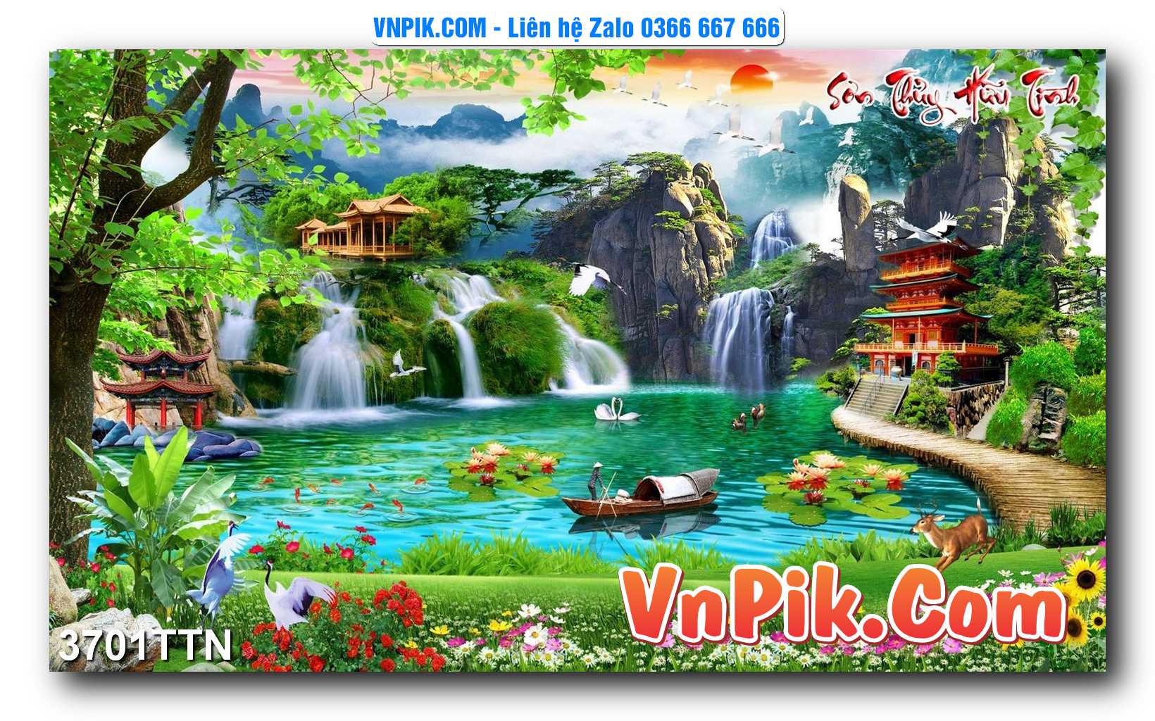 Tranh thác nước – Tranh phong thủy – Tranh treo tường mã 3701TTN