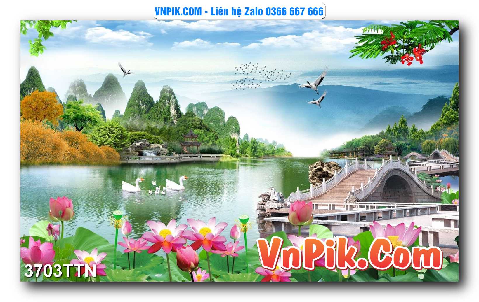Tranh thác nước – Tranh phong thủy – Tranh treo tường mã 3703TTN