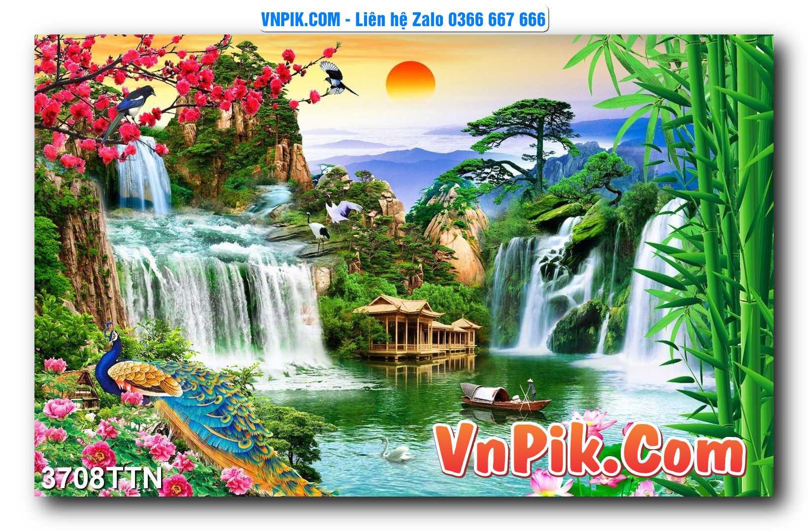 Tranh thác nước – Tranh phong thủy – Tranh treo tường mã 3708TTN
