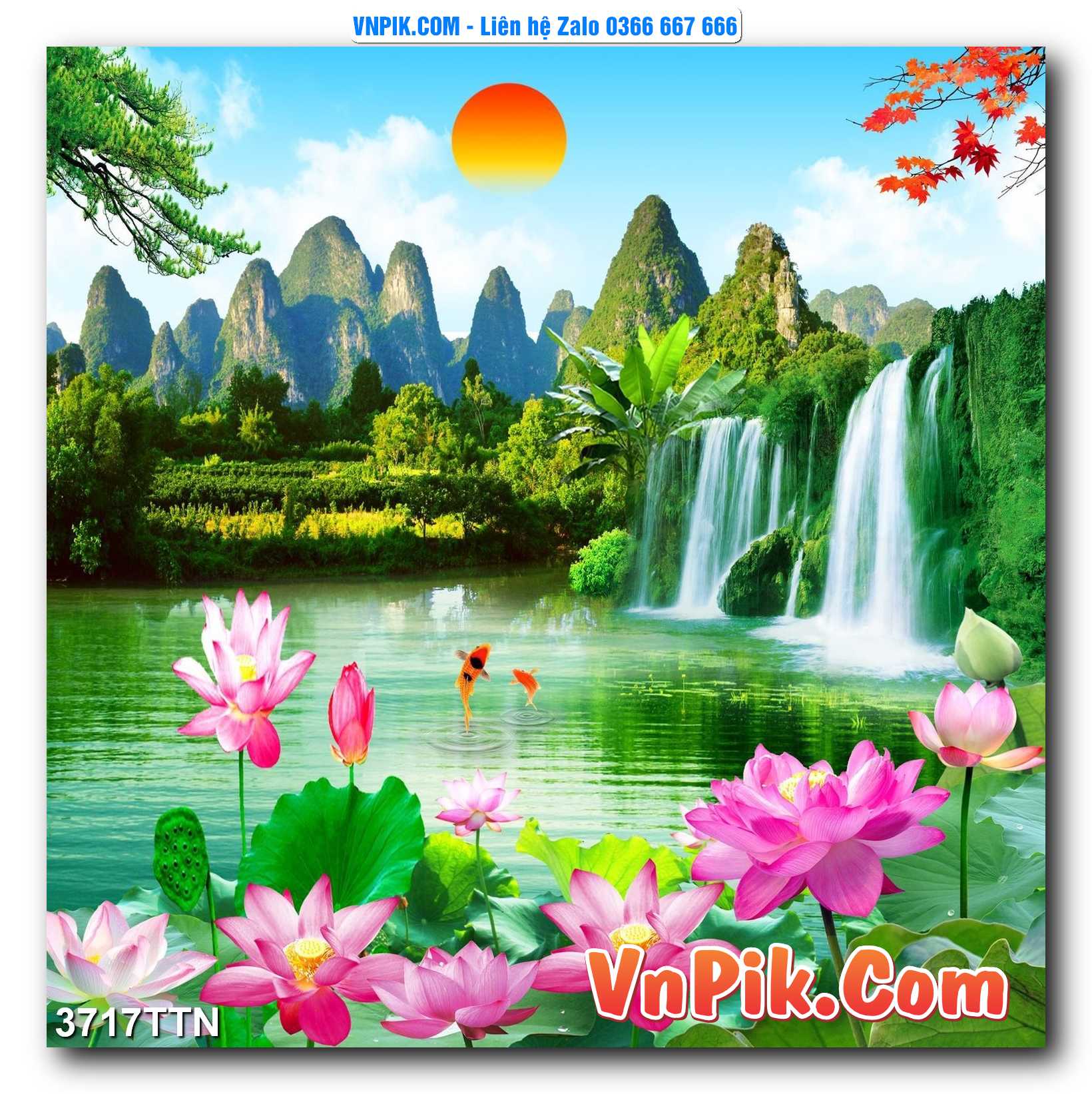 Tranh thác nước – Tranh phong thủy – Tranh treo tường mã 3717TTN