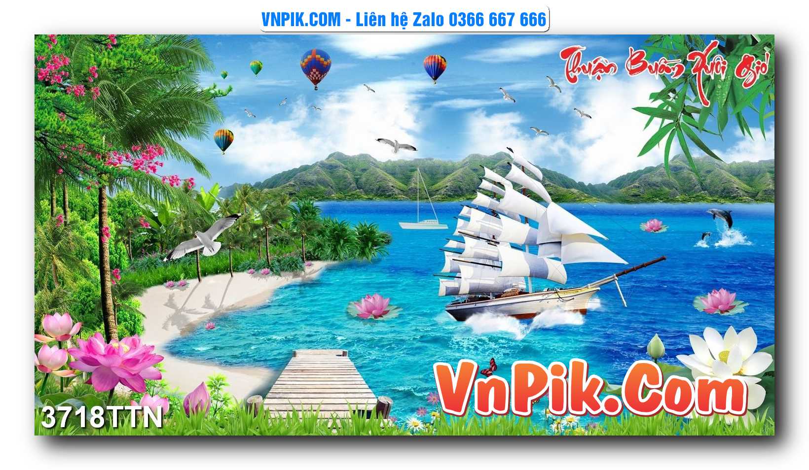 Tranh thác nước – Tranh phong thủy – Tranh treo tường mã 3718TTN