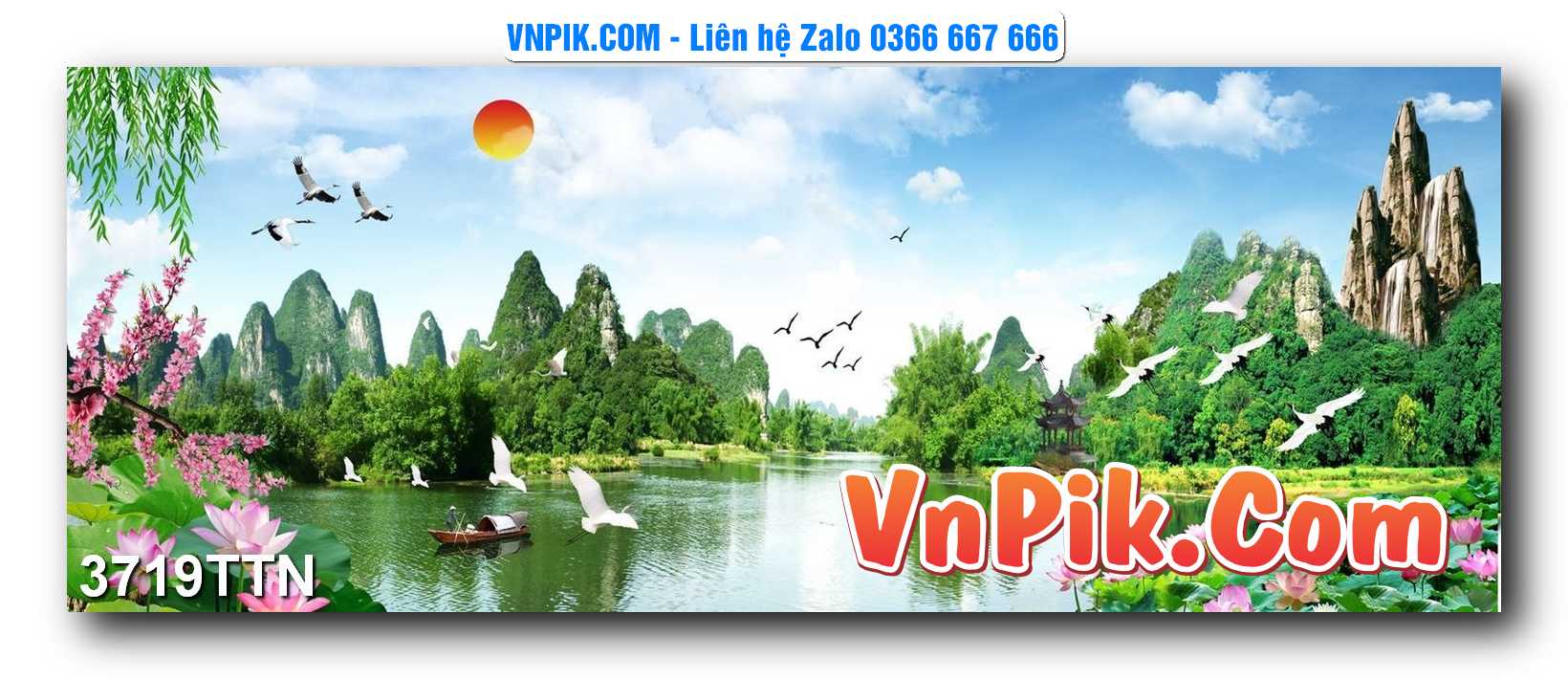 Tranh thác nước – Tranh phong thủy – Tranh treo tường mã 3719TTN