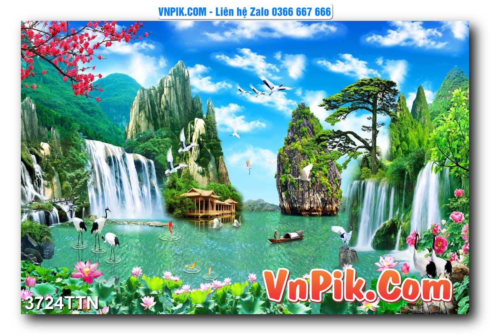 Tranh thác nước – Tranh phong thủy – Tranh treo tường mã 3724TTN