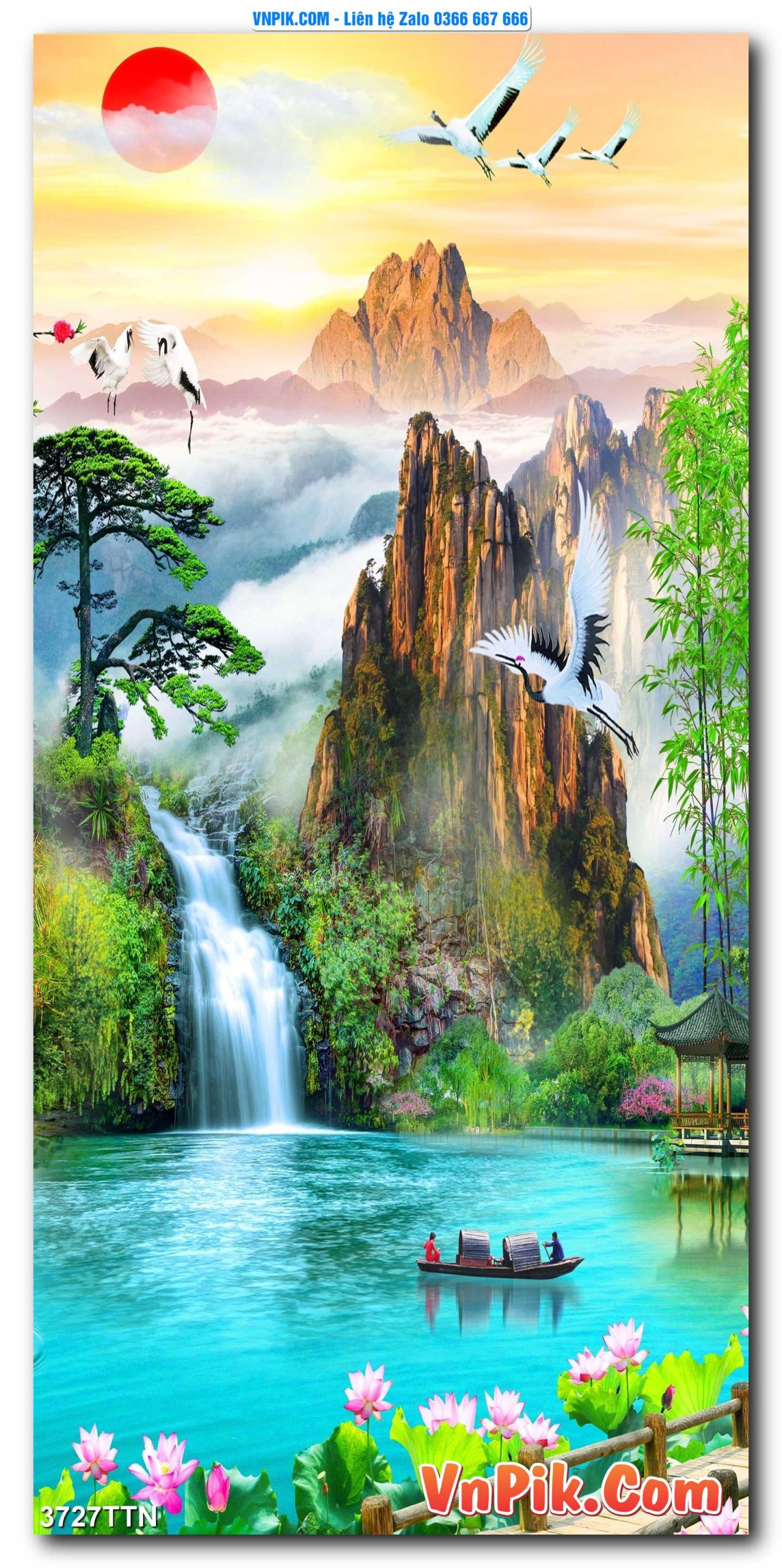 Tranh thác nước – Tranh phong thủy – Tranh treo tường mã 3727TTN