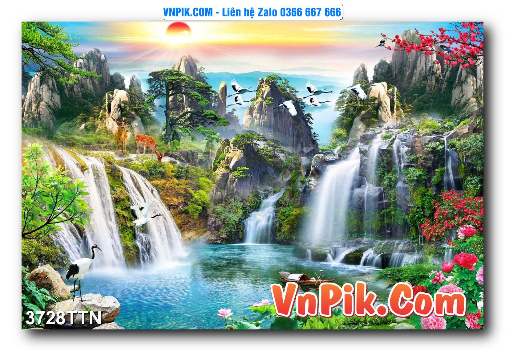 Tranh thác nước – Tranh phong thủy – Tranh treo tường mã 3728TTN