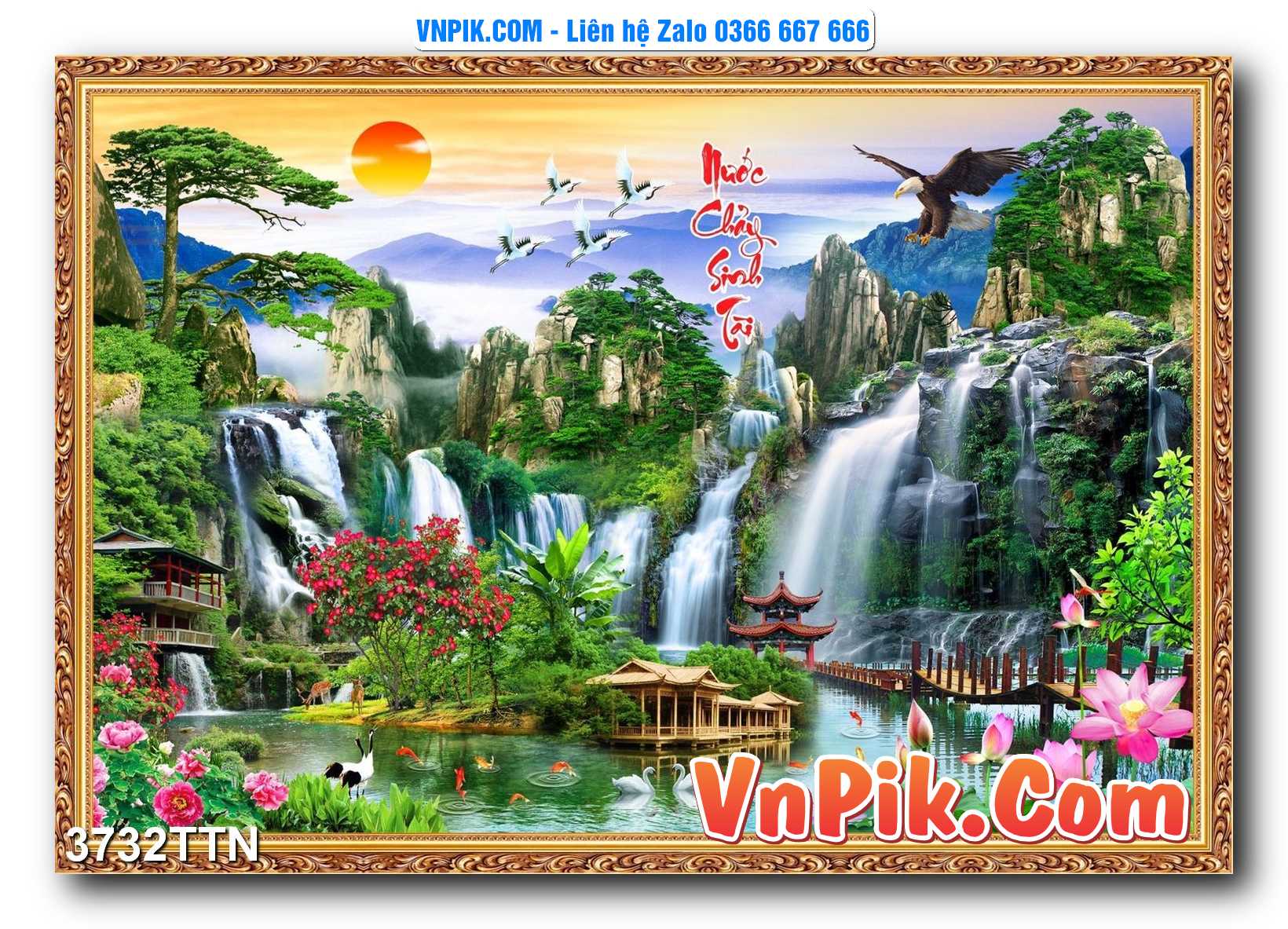 Tranh thác nước – Tranh phong thủy – Tranh treo tường mã 3732TTN
