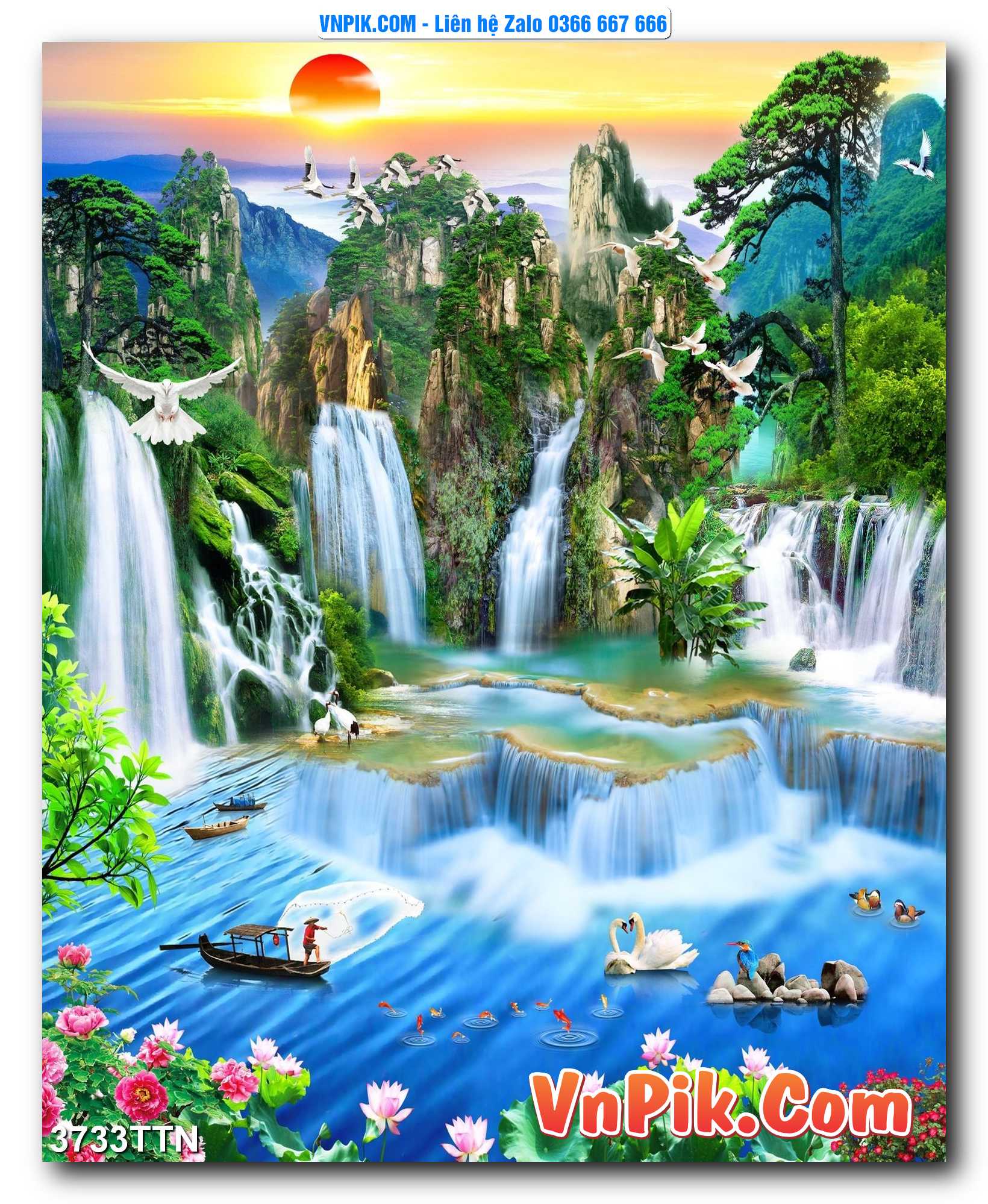 Tranh thác nước – Tranh phong thủy – Tranh treo tường mã 3733TTN