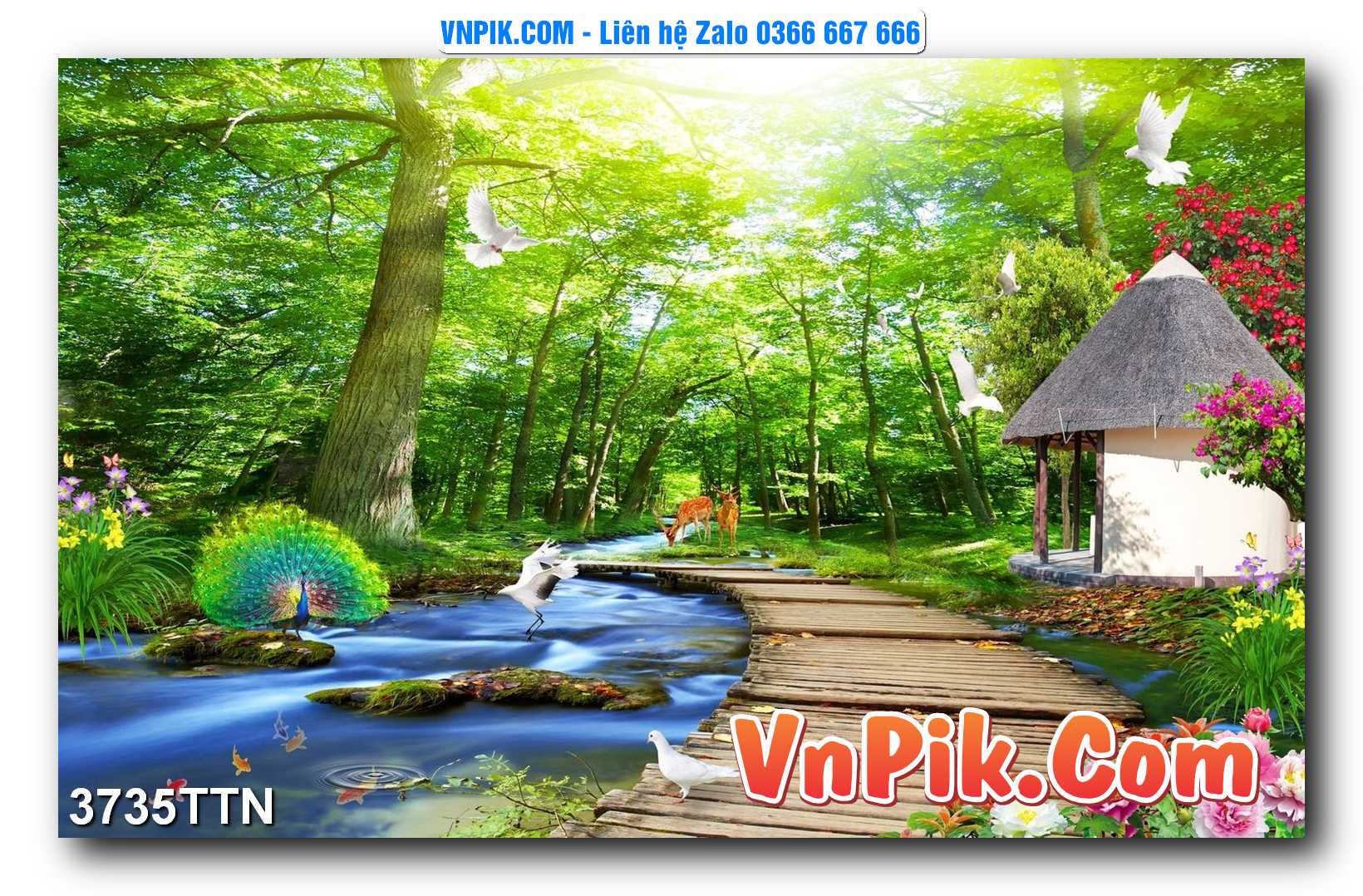 Tranh thác nước – Tranh phong thủy – Tranh treo tường mã 3735TTN