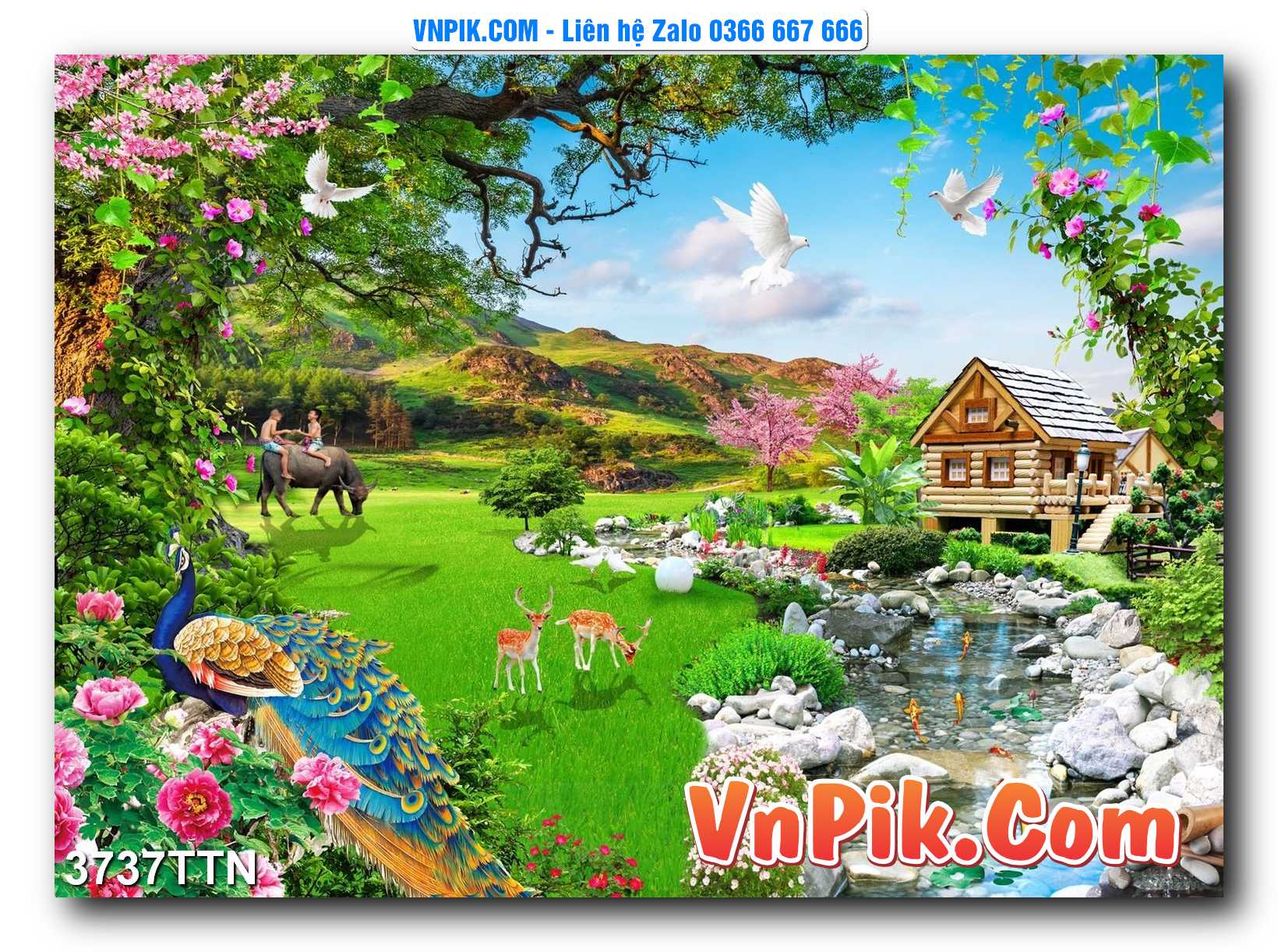 Tranh thác nước – Tranh phong thủy – Tranh treo tường mã 3737TTN