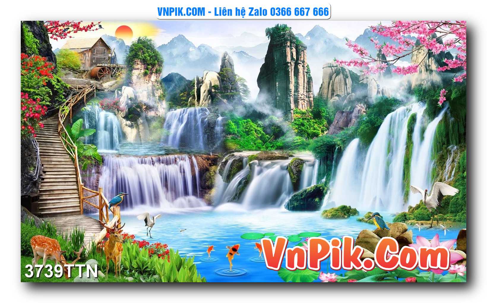 Tranh thác nước – Tranh phong thủy – Tranh treo tường mã 3739TTN