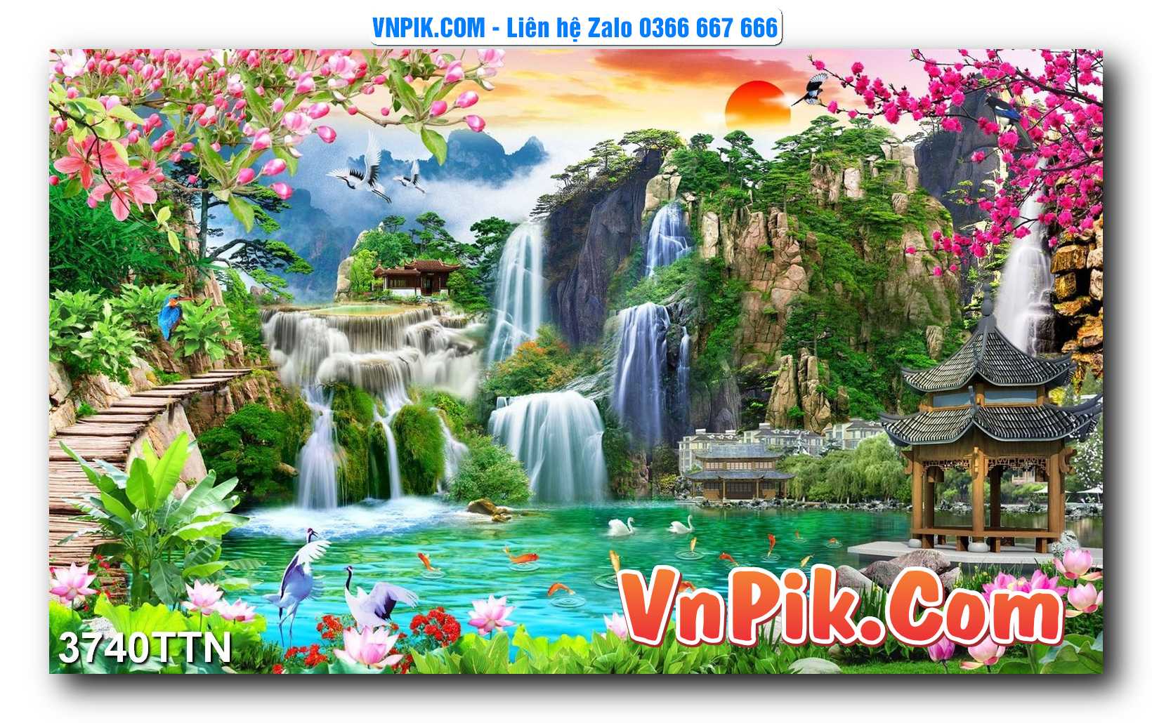 Tranh thác nước – Tranh phong thủy – Tranh treo tường mã 3740TTN